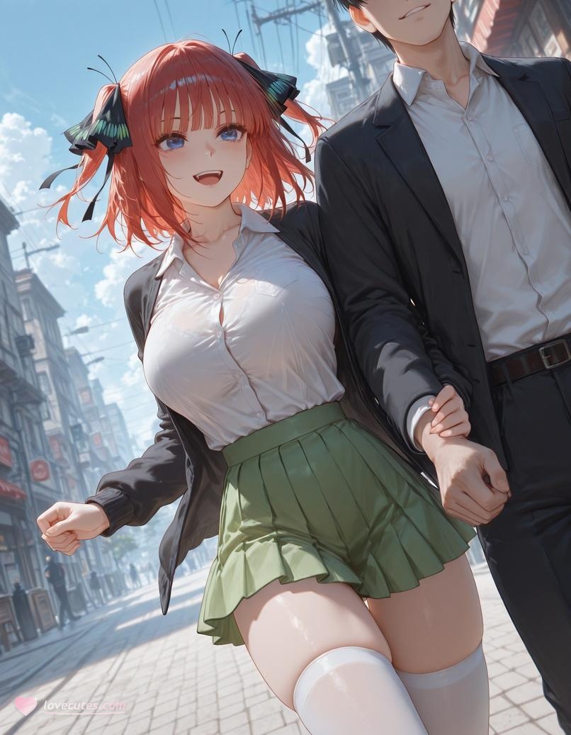 AI Generated Anime Girl - 五等分的新娘 中野二乃 痴汉列车：蕾丝内衣学生装 325P