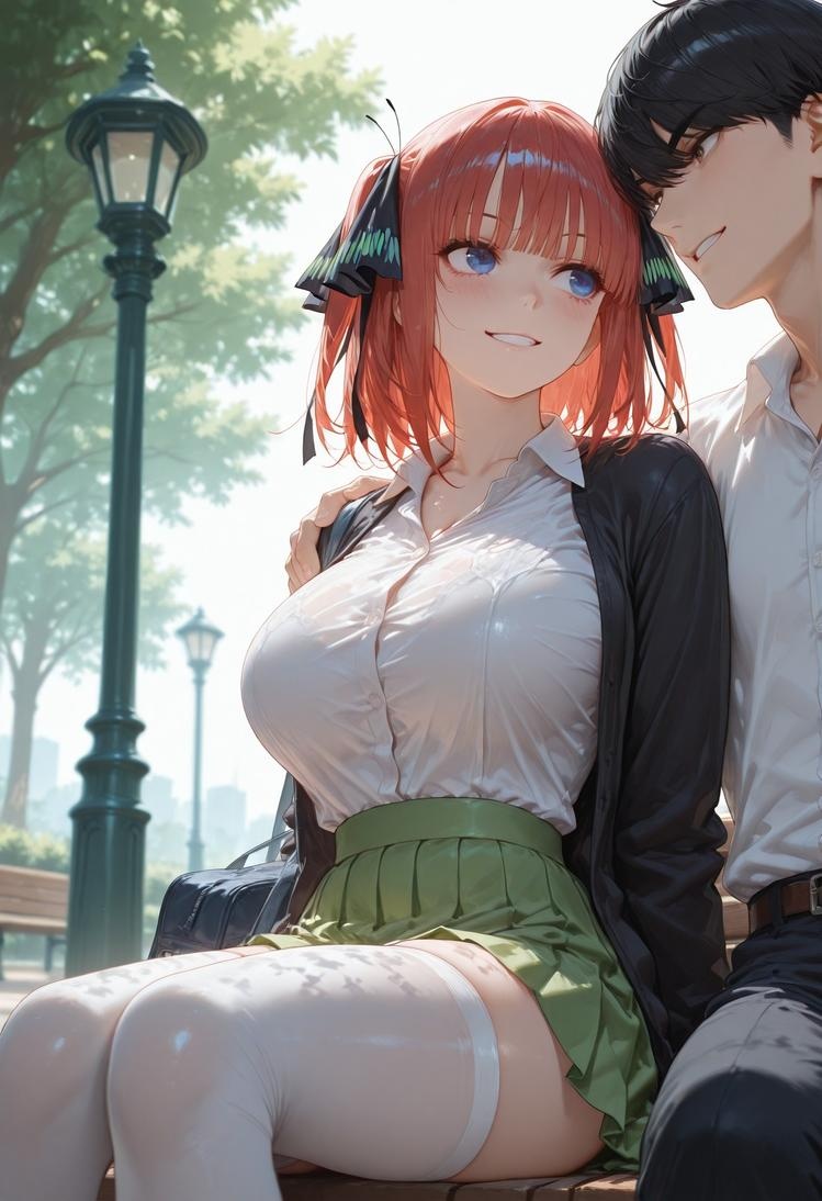 AI Generated Anime Girl - 五等分的新娘 中野二乃 痴汉列车：蕾丝内衣学生装 325P