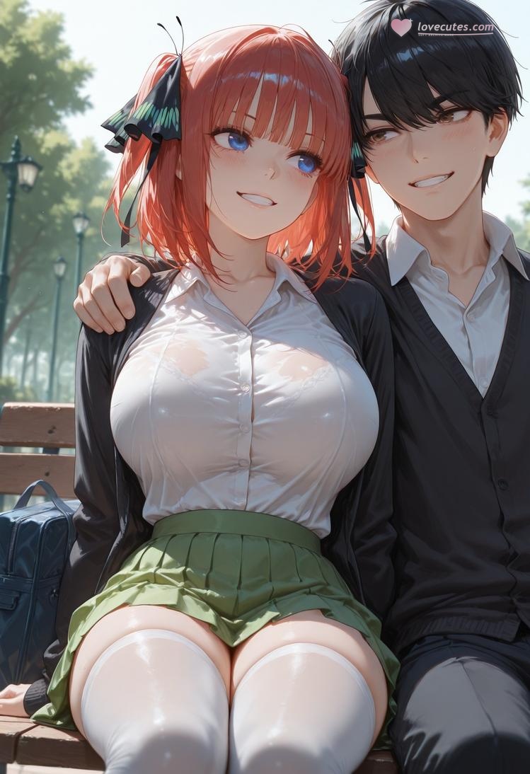 AI Generated Anime Girl - 五等分的新娘 中野二乃 痴汉列车：蕾丝内衣学生装 325P