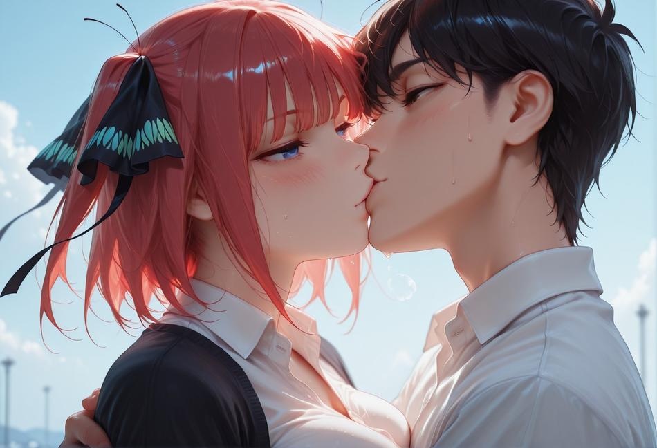 AI Generated Anime Girl - 五等分的新娘 中野二乃 痴汉列车：蕾丝内衣学生装 325P
