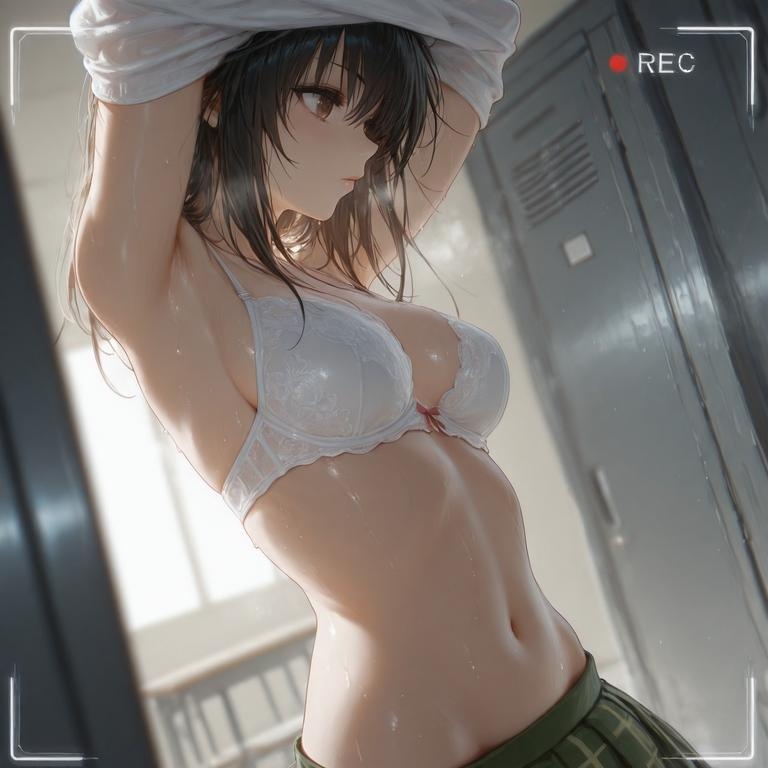 AI Generated Anime Girl - 出包王女 古手川唯：黑丝蕾丝内衣NTR 126P