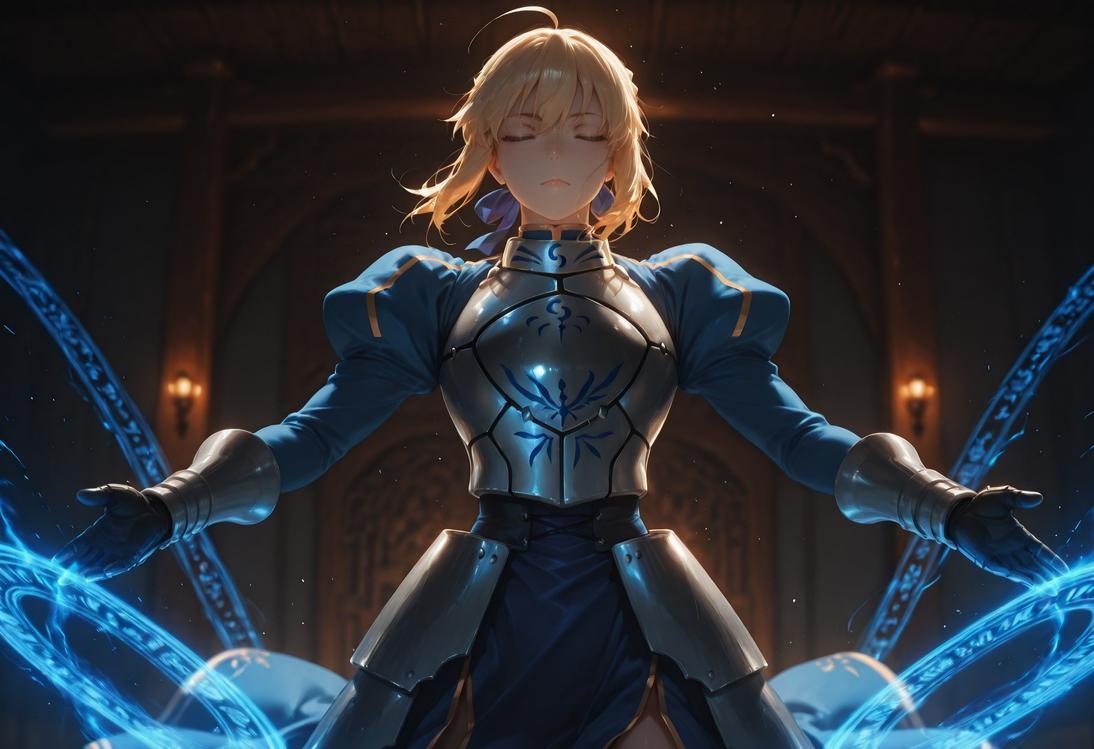 AI Generated Anime Girl - Fate·stay night 阿尔托莉雅·潘德拉贡：黑丝床拍露穴 326P
