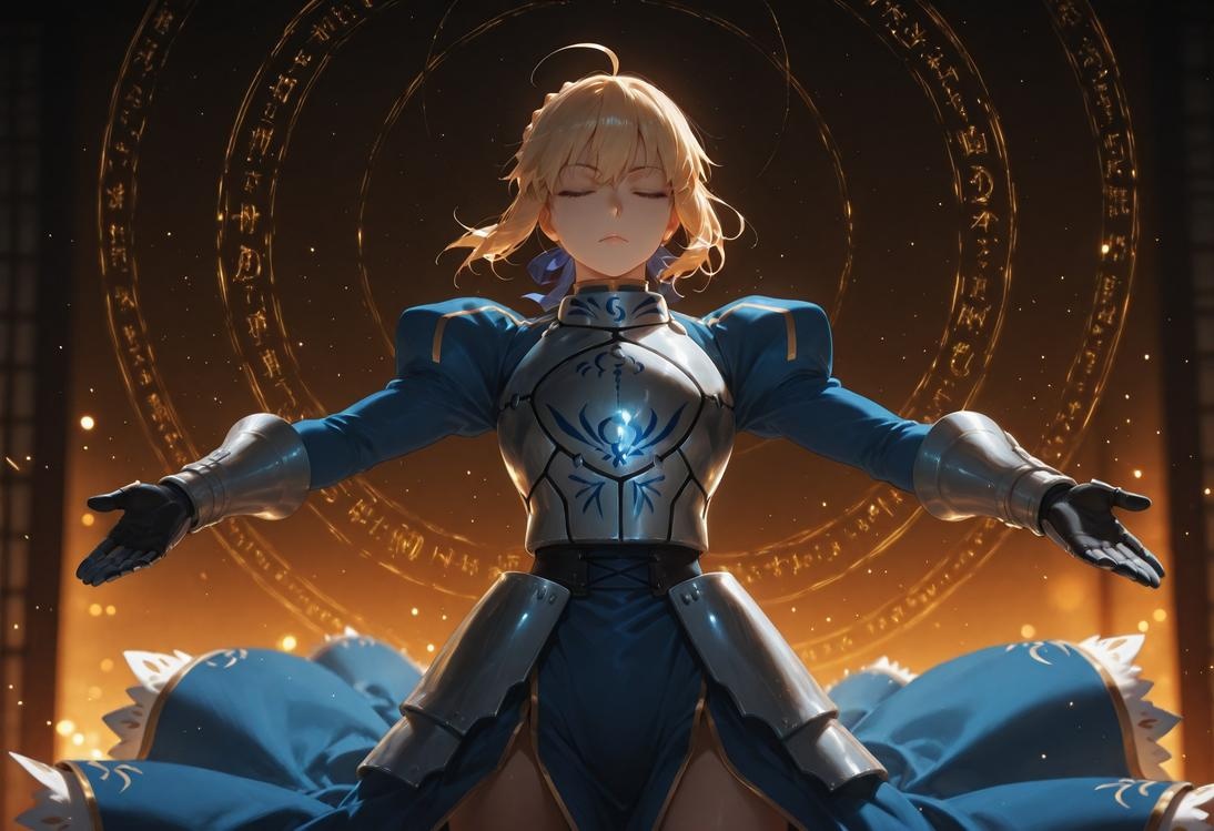 AI Generated Anime Girl - Fate·stay night 阿尔托莉雅·潘德拉贡：黑丝床拍露穴 326P