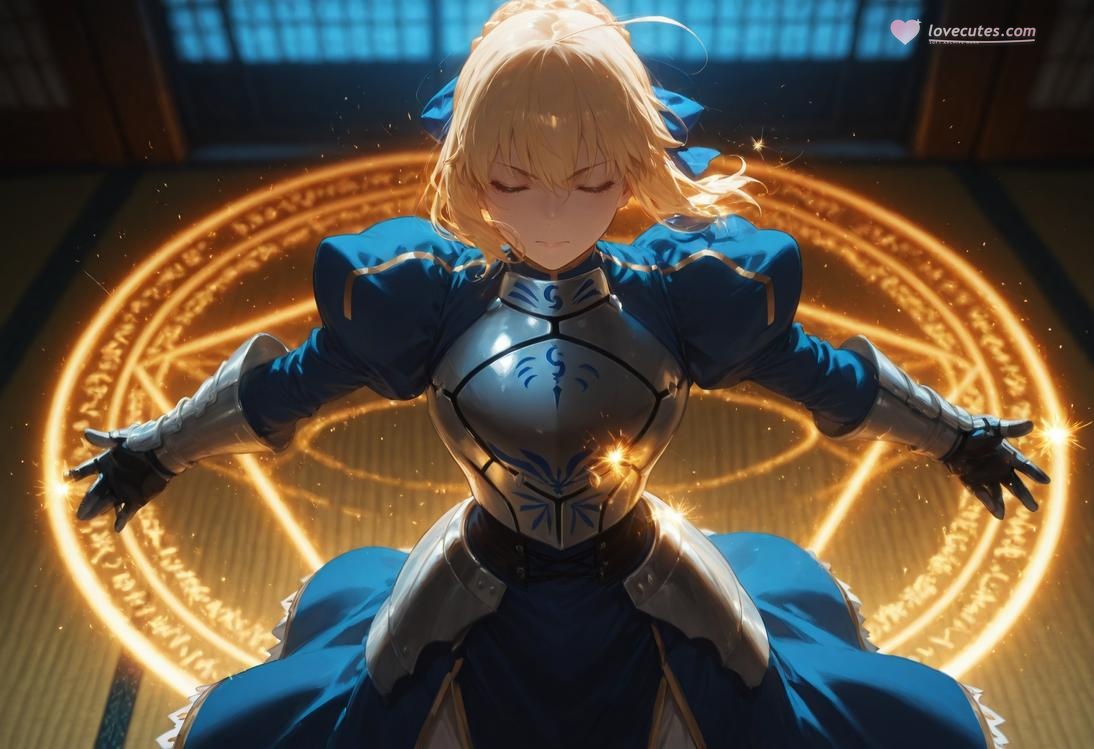 AI Generated Anime Girl - Fate·stay night 阿尔托莉雅·潘德拉贡：黑丝床拍露穴 326P