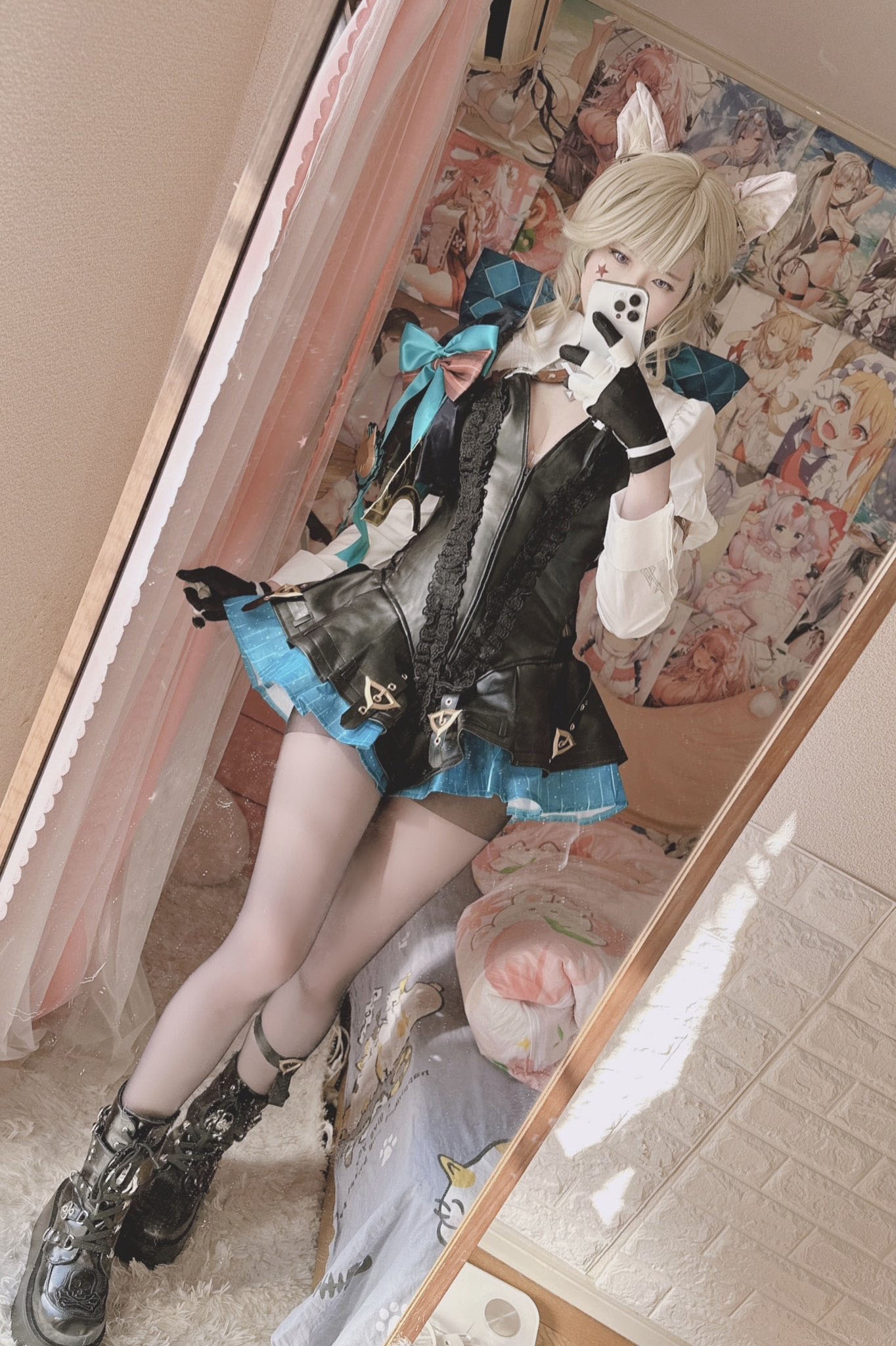 [cosplay] 习呆呆 - 原神 琳妮特：黑丝猫耳露点大尺度还原 22P2V