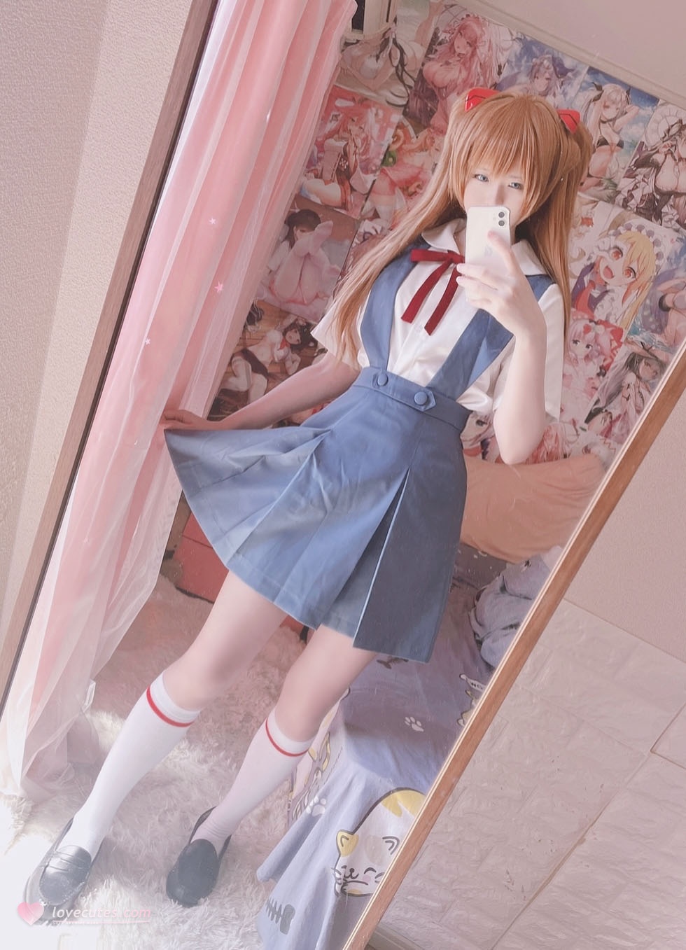 [cosplay] 习呆呆 - EVA 明日香：制服露点大尺度还原 16P1V