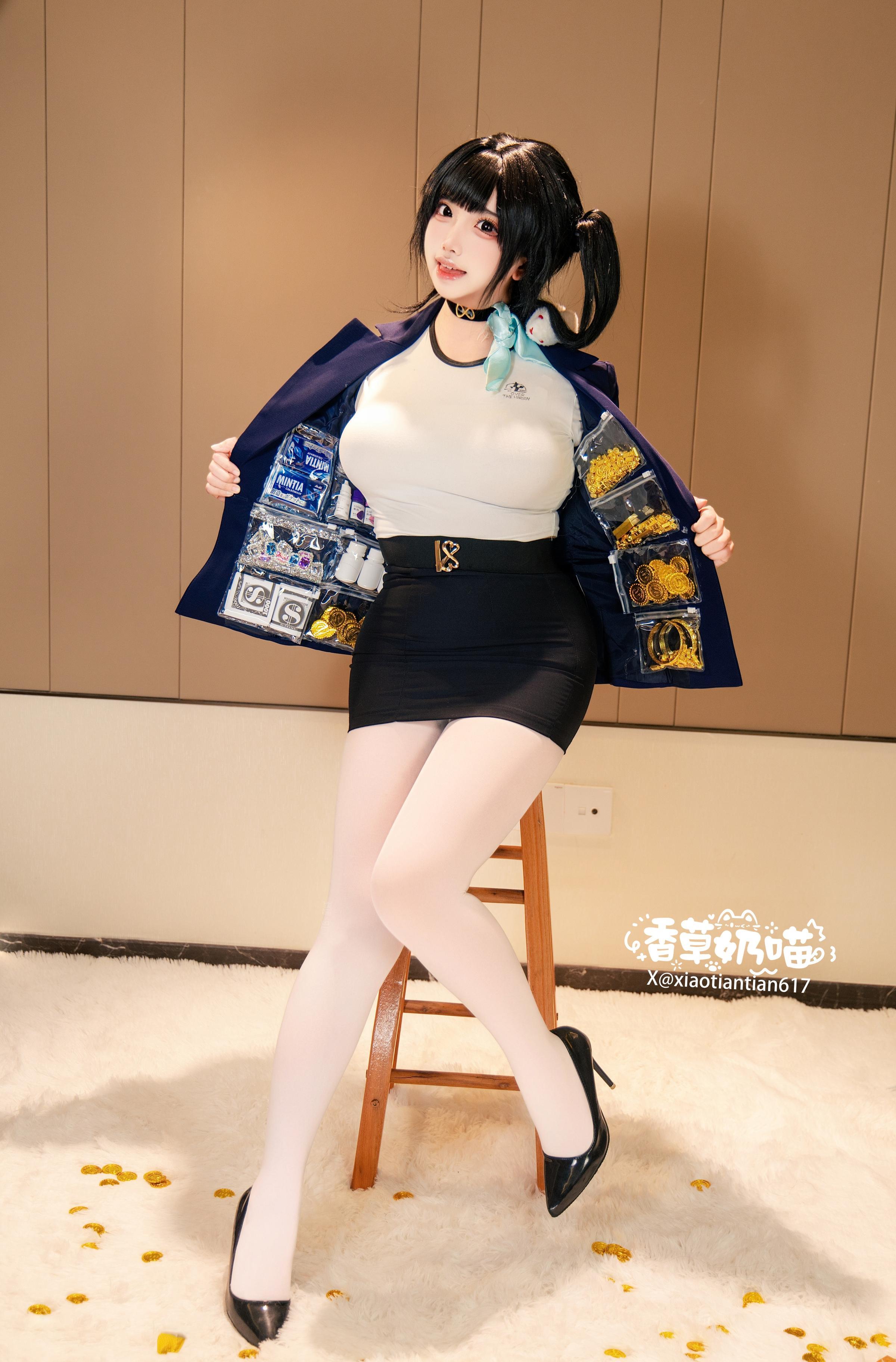 [cosplay] 바닐라 나비묘 - 승리의 여신 니케 소라: 흑청 재킷 흰 스타킹 거유 재현 136P22V