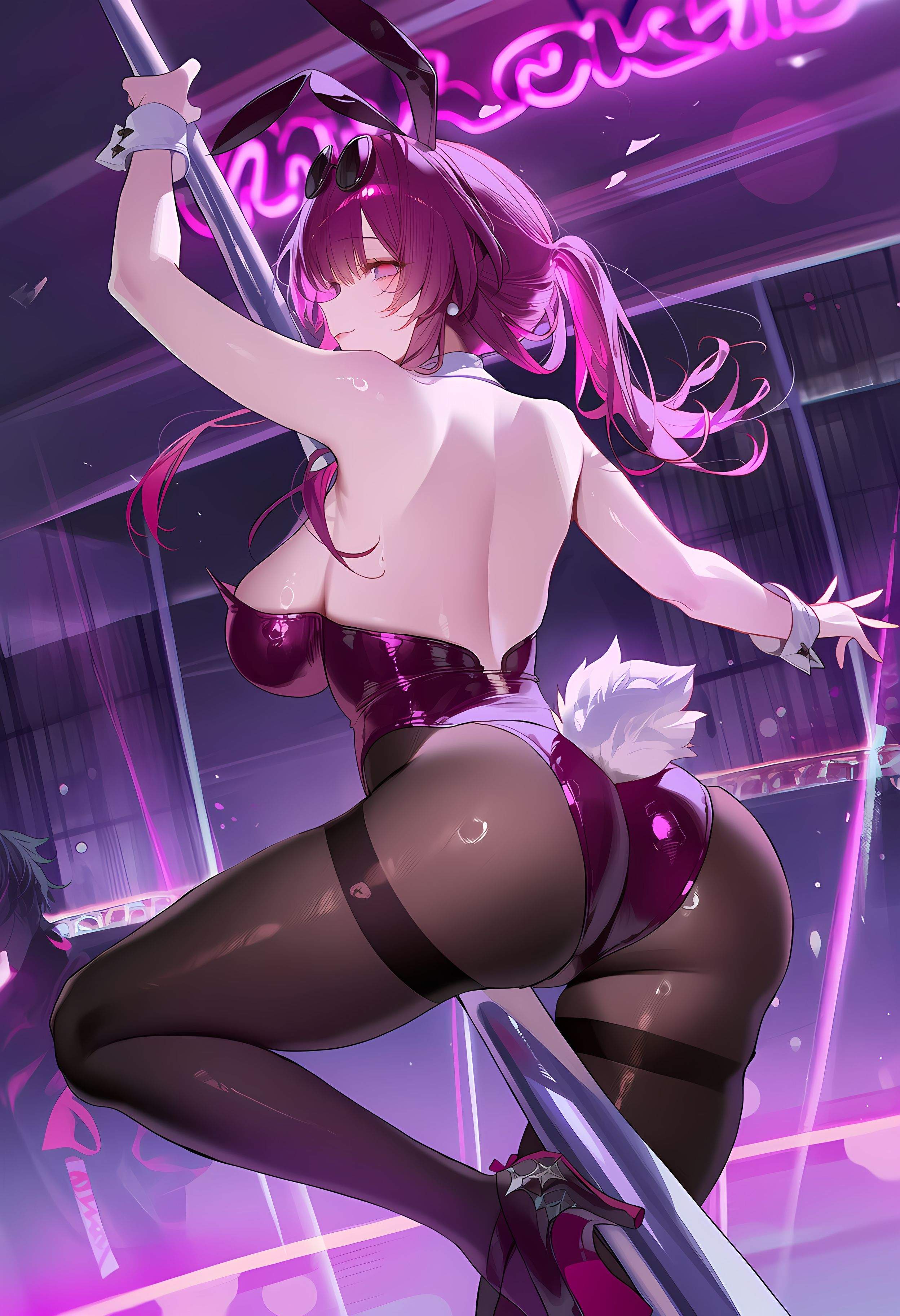 AI Generated Anime Girl - Kafka Bunny：兔女郎黑丝高跟露穴 395P