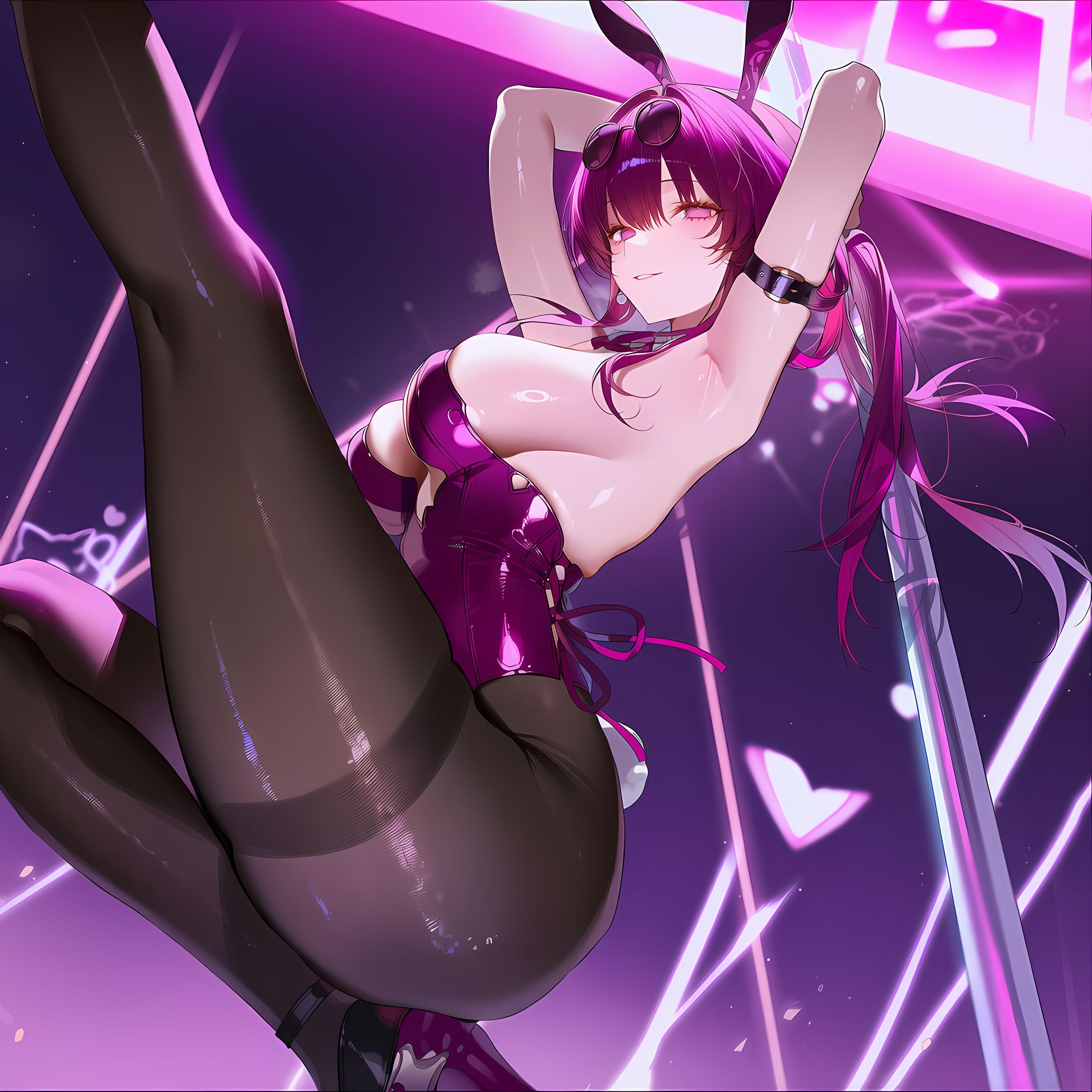 AI Generated Anime Girl - Kafka Bunny：兔女郎黑丝高跟露穴 395P