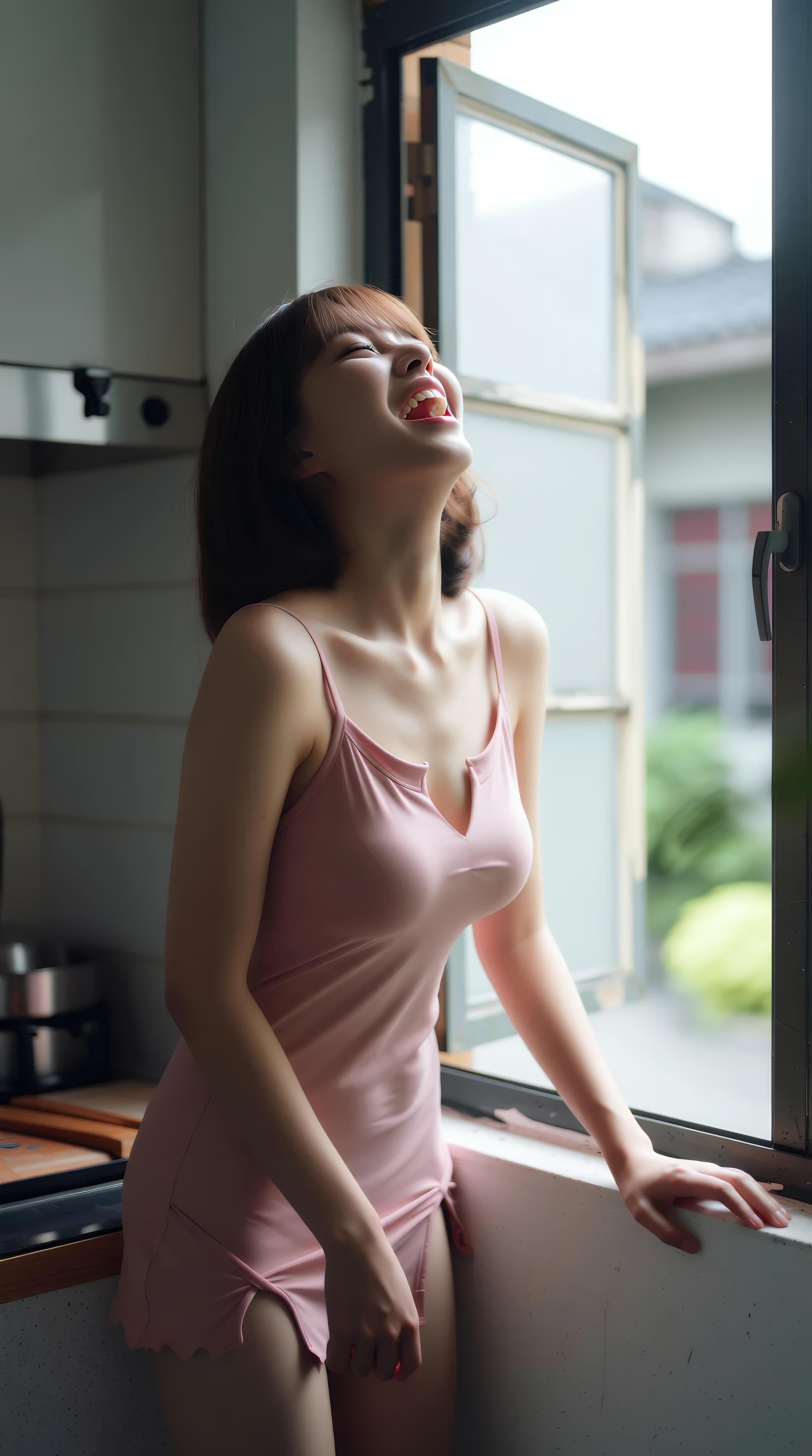 [AI美女] 小乔不乔 - กระโปรงสั้นสีชมพูในตรอกซอย: กลางแจ้งท่ามกลางแสงแดด ขาเรียวใสบริสุทธิ์ 97P
