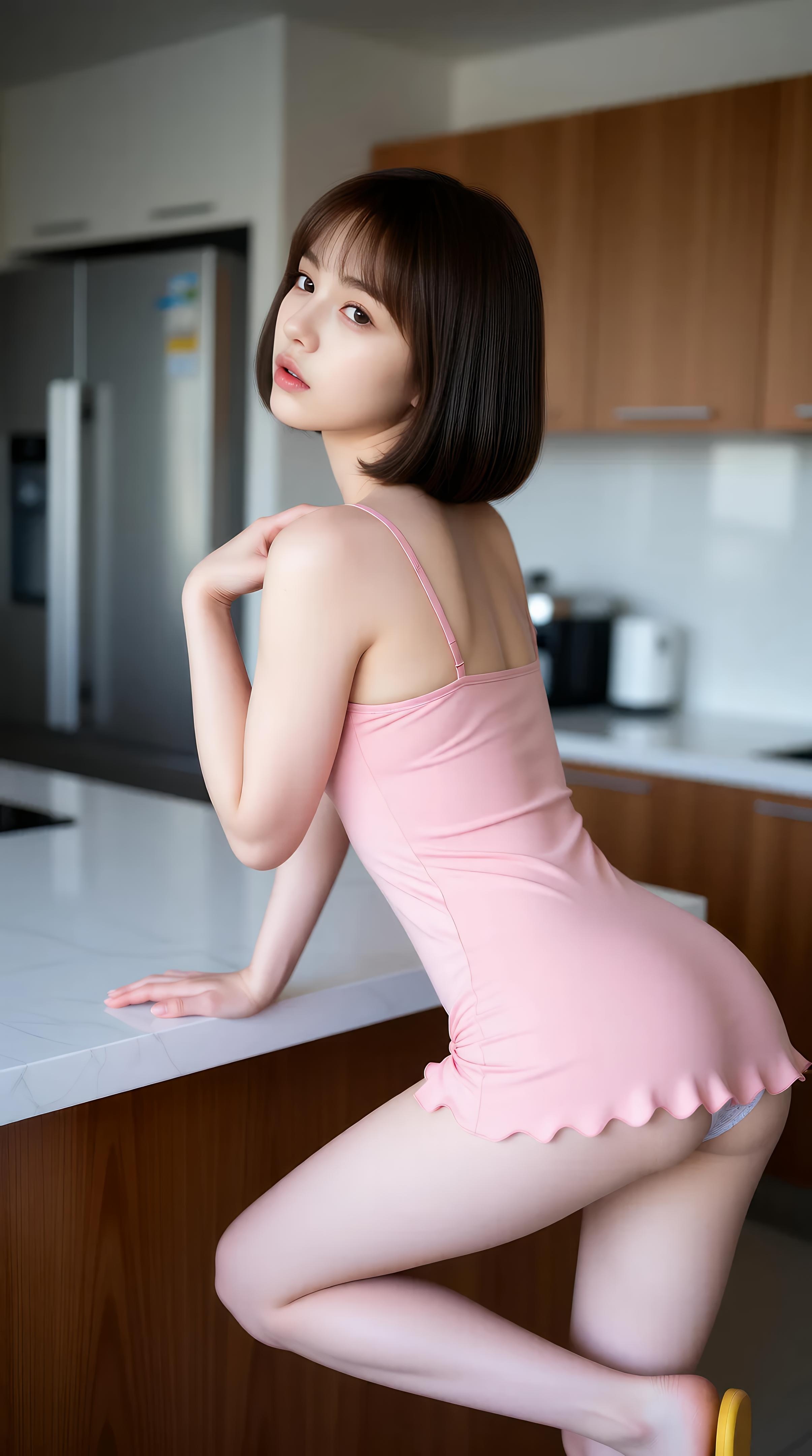 [AI美女] 小乔不乔 - กระโปรงสั้นสีชมพูในตรอกซอย: กลางแจ้งท่ามกลางแสงแดด ขาเรียวใสบริสุทธิ์ 97P