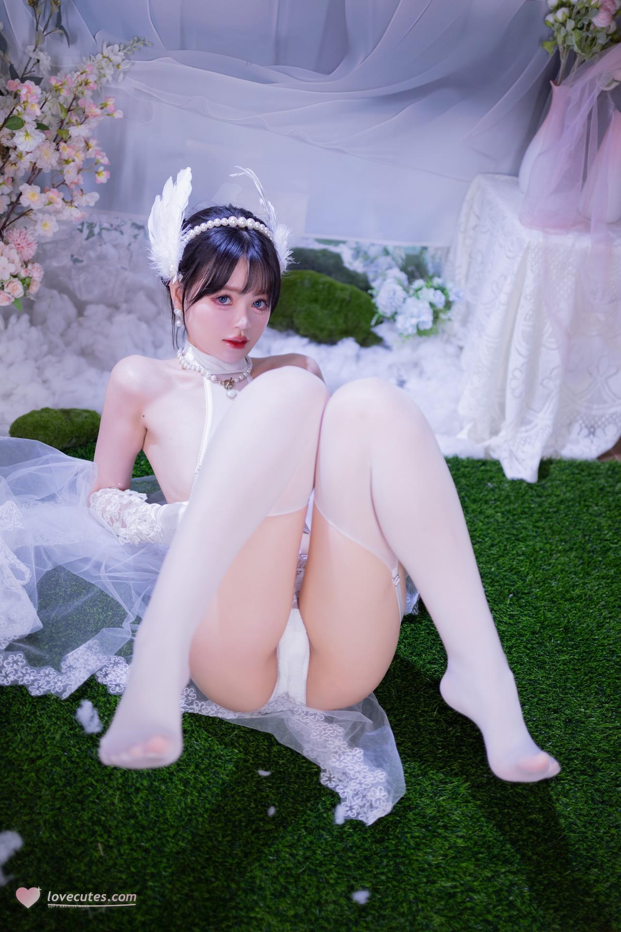 [写真] 星黛鹿鹿 - 白丝花嫁：白纱婚纱白丝柔光私房 50P