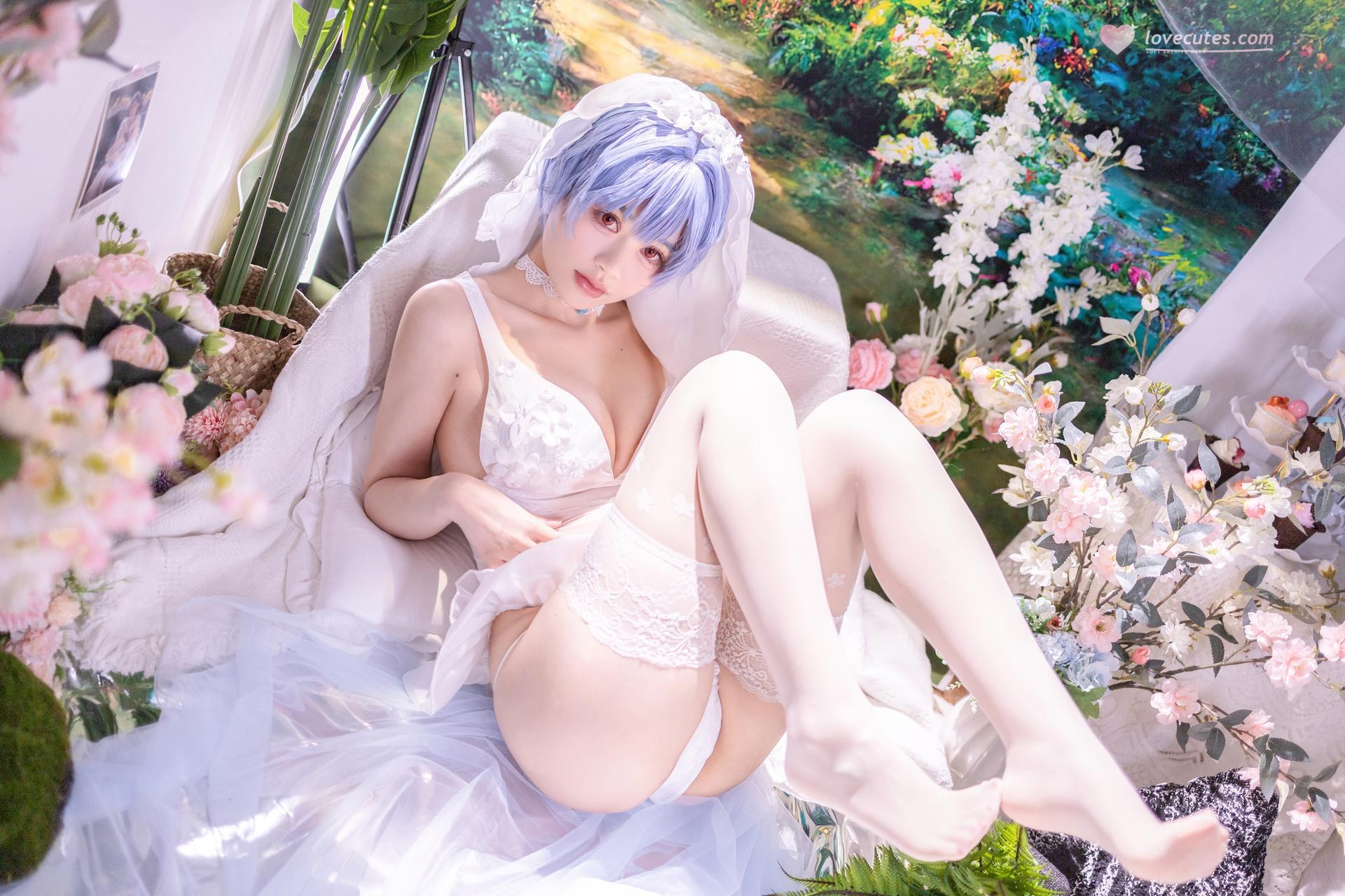 [cosplay] 千反田鹿子 - 新世纪福音战士 绫波丽花嫁：白纱花嫁白丝柔光还原 52P