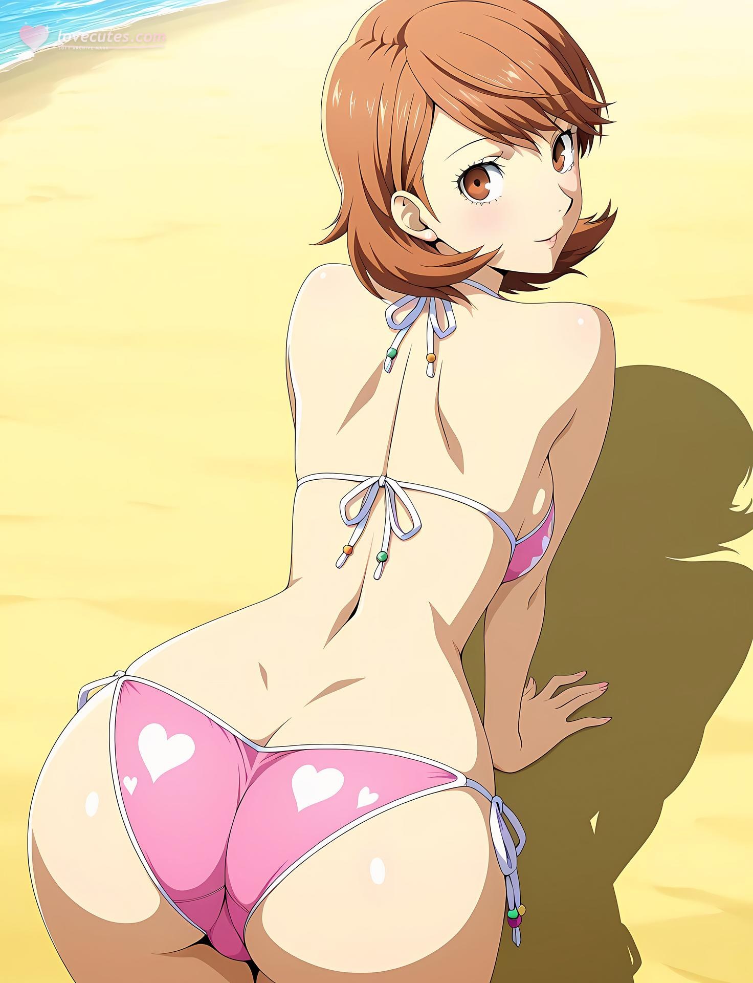 AI Generated Anime Girl - 女神异闻录3 岳羽由加莉：레이스 속옷 학생복 해변 노출 85P