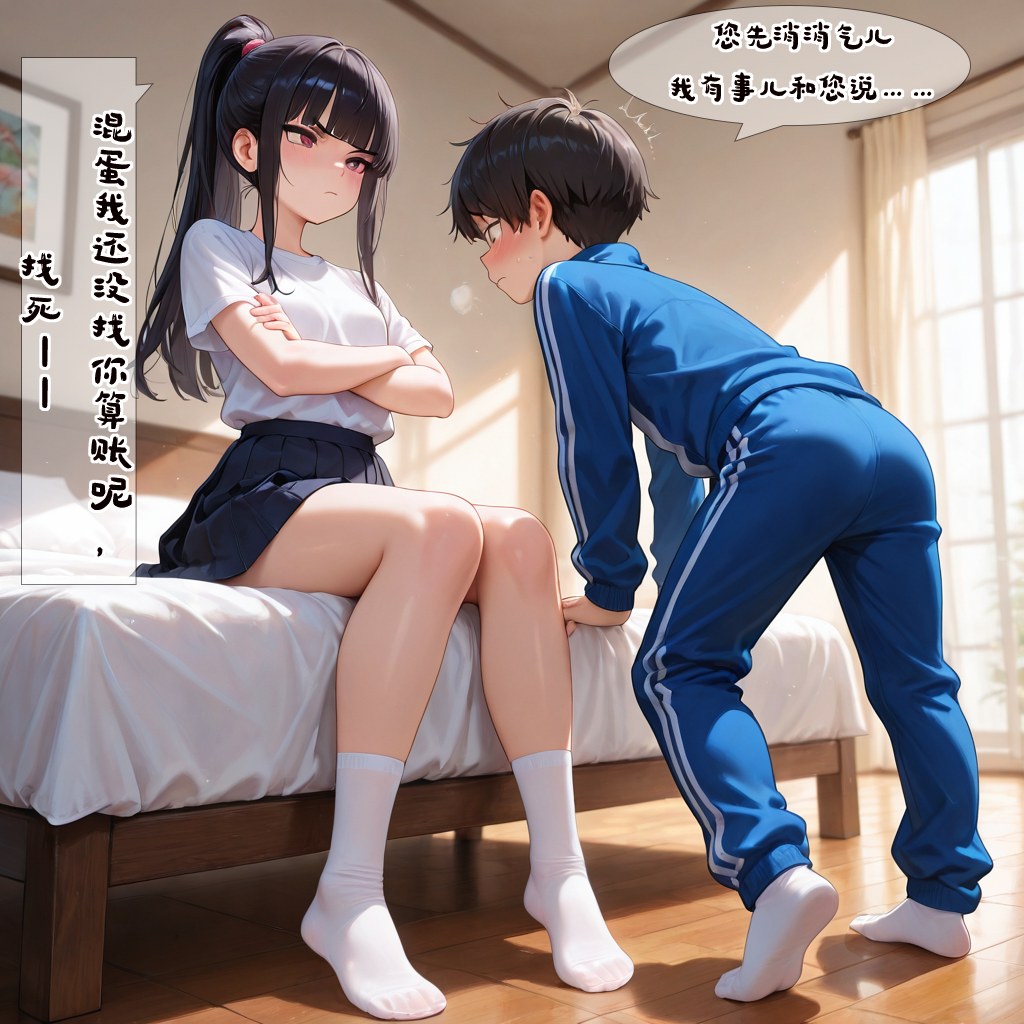 AI Generated Anime Girl - 小新性事：学生装床拍露穴 193P