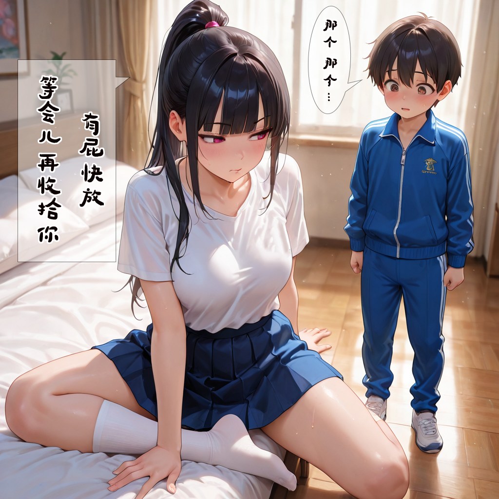 AI Generated Anime Girl - 小新性事：学生装床拍露穴 193P