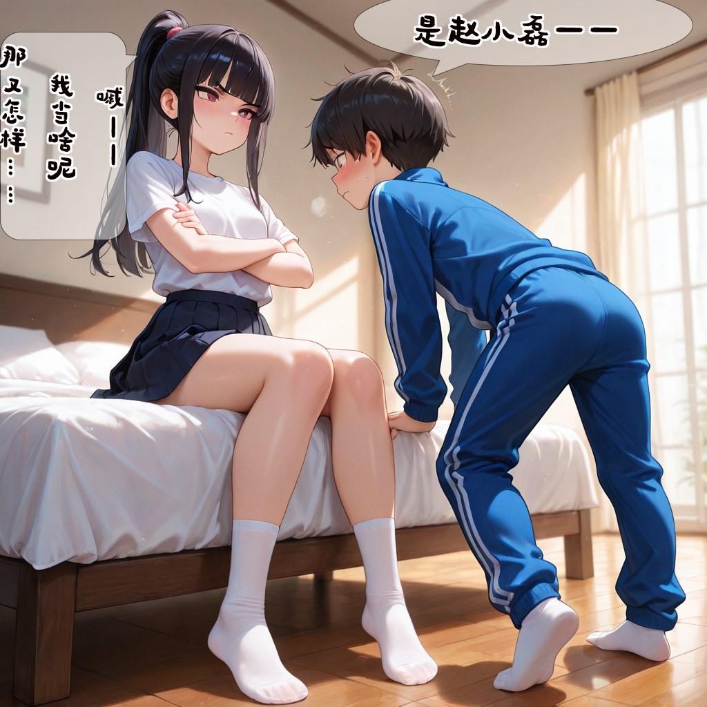 AI Generated Anime Girl - 小新性事：学生装床拍露穴 193P