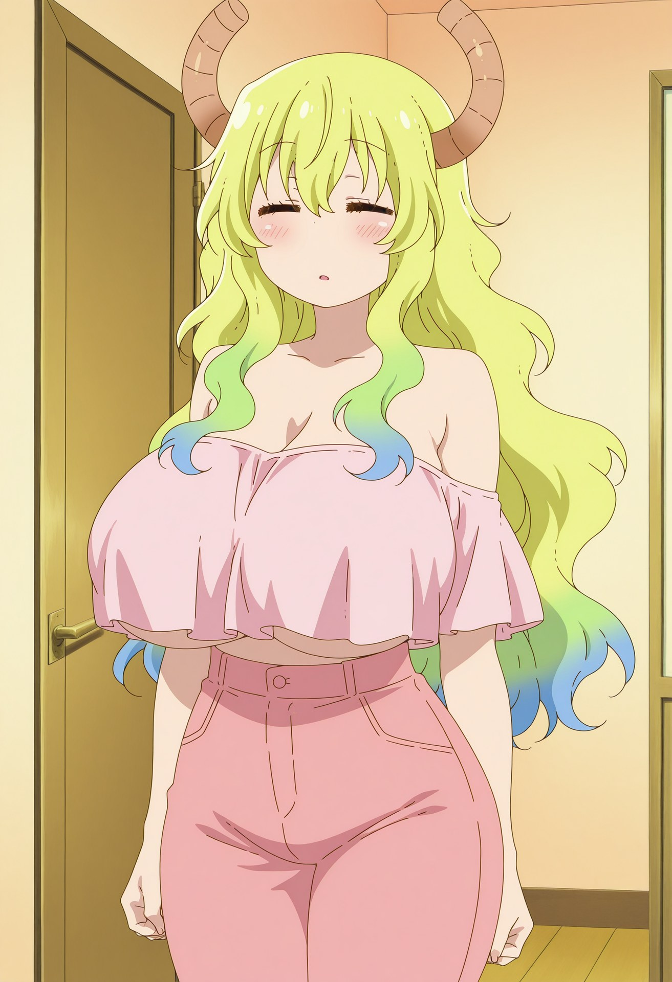 AI Generated Anime Girl - 小林家的龙女仆 露科亚：黑丝紧身衣私房露穴 50P