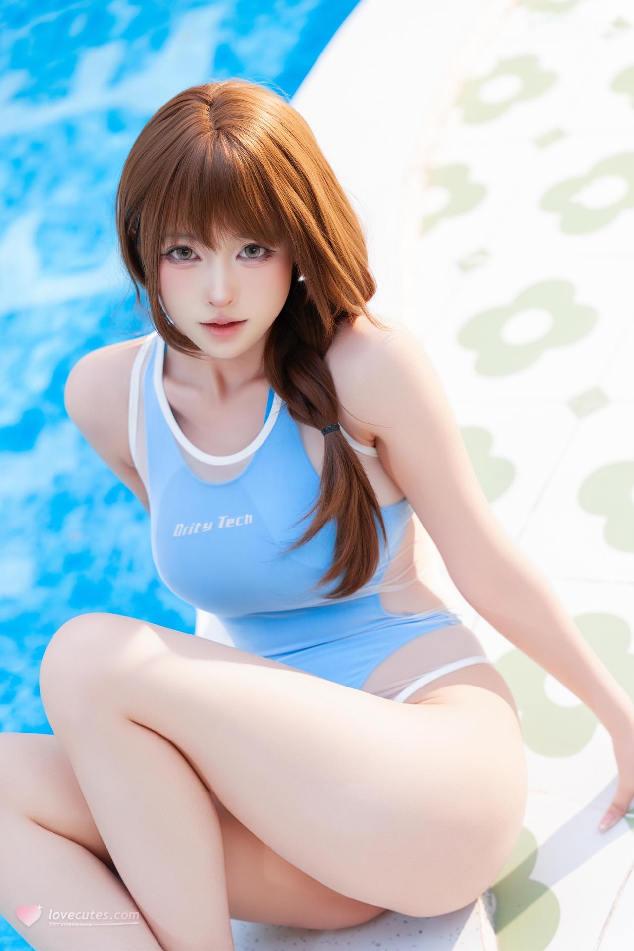 [写真] 清水由乃 - 薄荷日光：泳池白色泳装 清爽阳光美腿 71P