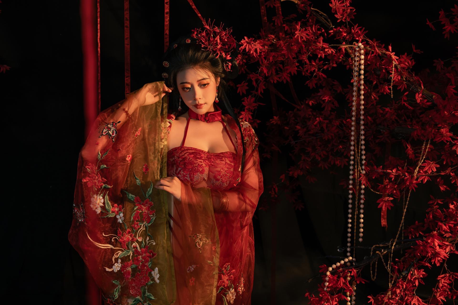 [私房] 奈汐酱nice - 流丹：红绳古风内衣 花影布景大尺度 85P