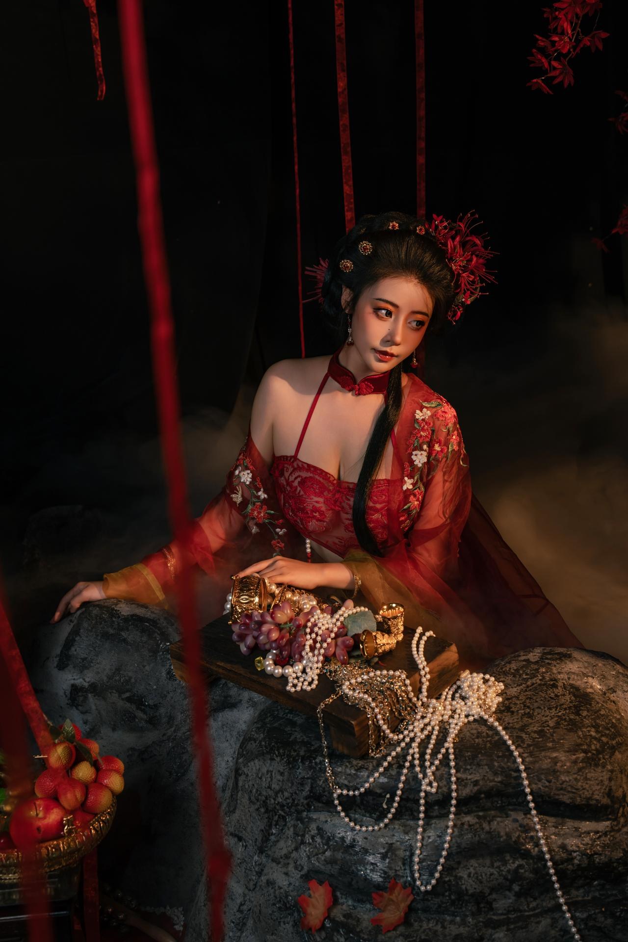 [私房] 奈汐酱nice - 流丹：红绳古风内衣 花影布景大尺度 85P
