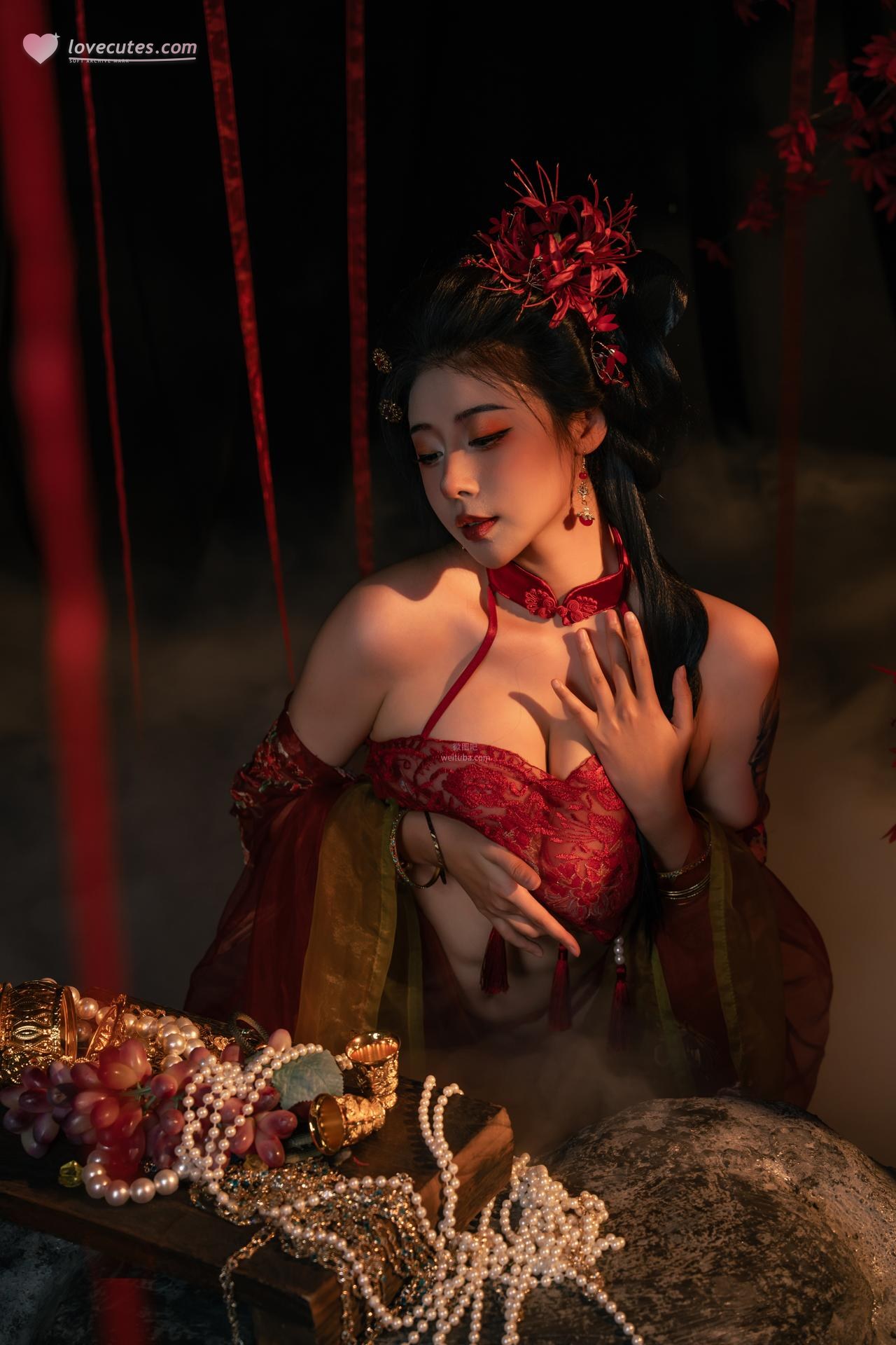 [私房] 奈汐酱nice - 流丹：红绳古风内衣 花影布景大尺度 85P