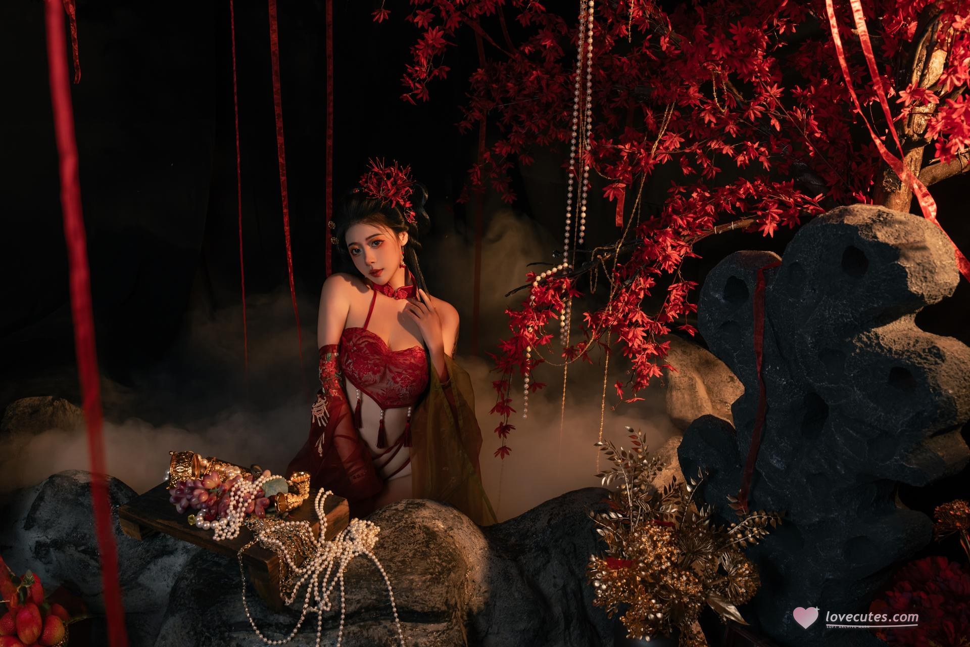 [私房] 奈汐酱nice - 流丹：红绳古风内衣 花影布景大尺度 85P