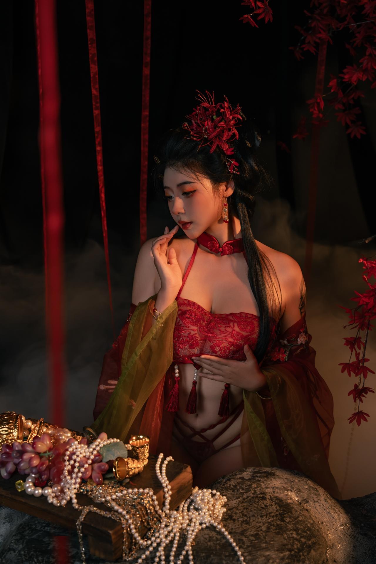 [私房] 奈汐酱nice - 流丹：红绳古风内衣 花影布景大尺度 85P
