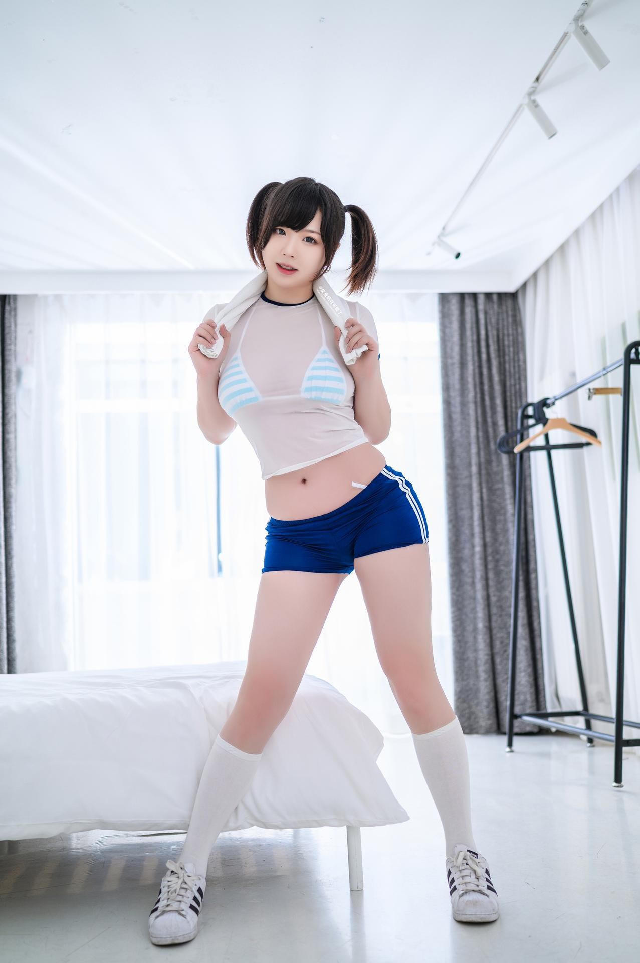 [私房] 皮皮奶可可爱了啦 - 透视体操服：蓝白体操服 私房美胸翘臀 50P