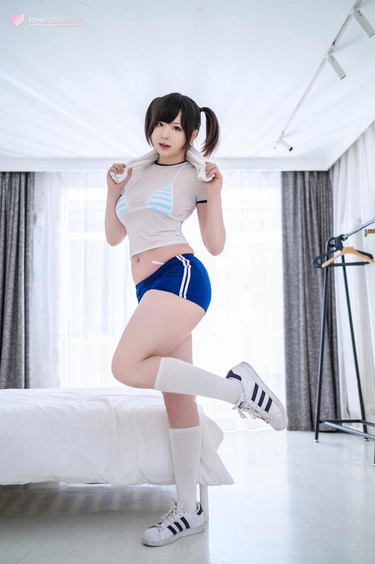 [私房] 皮皮奶可可爱了啦 - 透视体操服：蓝白体操服 私房美胸翘臀 50P