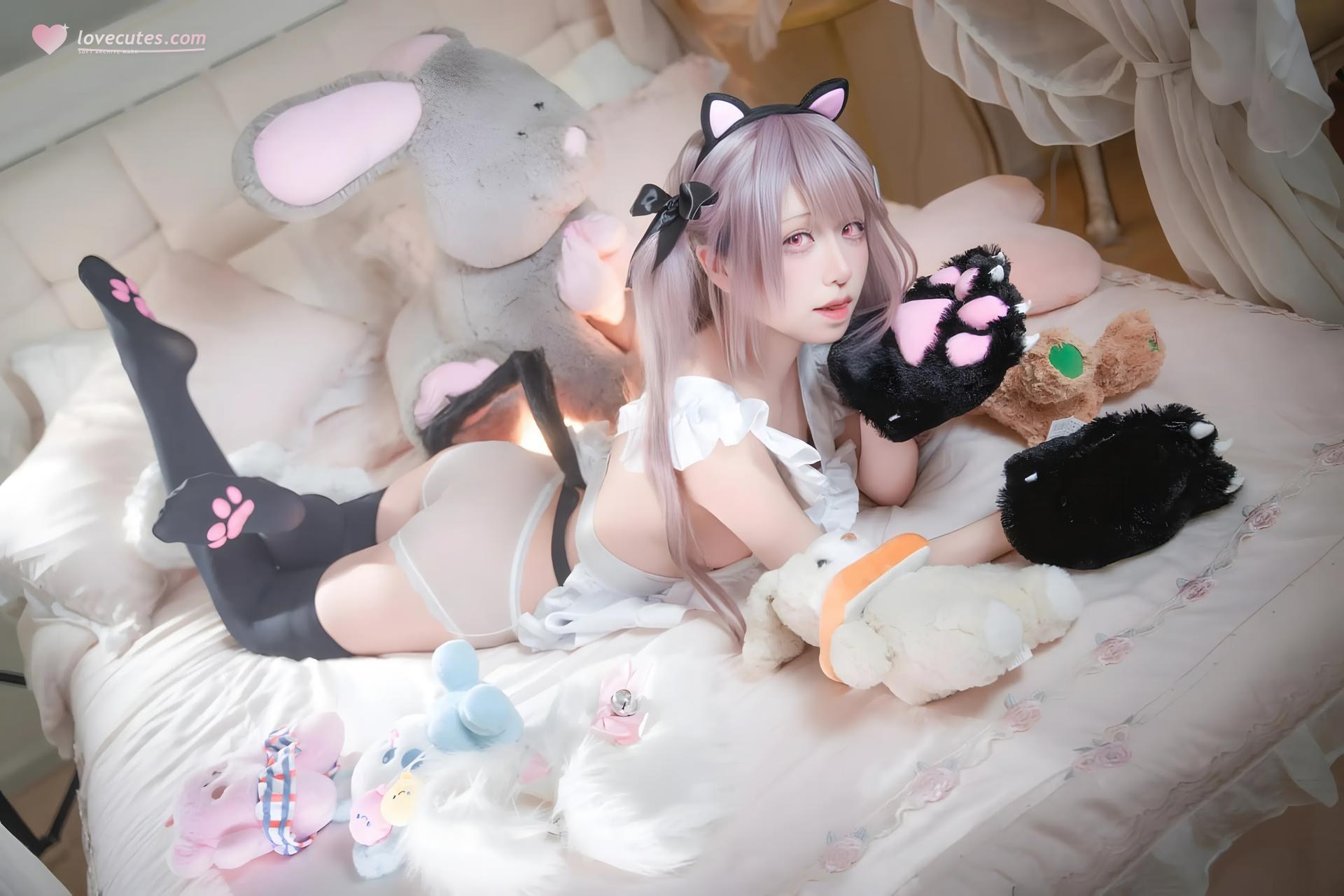 [cosplay] 双木扶苏 - 碧蓝航线 水星纪念：红白和风泳装 白发美胸还原 31P