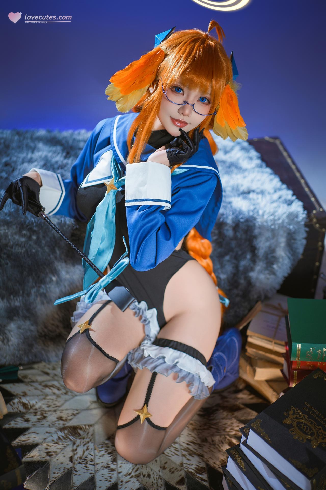 [cosplay] 곰돌이인가요 - 블루 아카이브 엔도 시미코：사악한 여간부 검은 스타킹 미녀 다리 40P