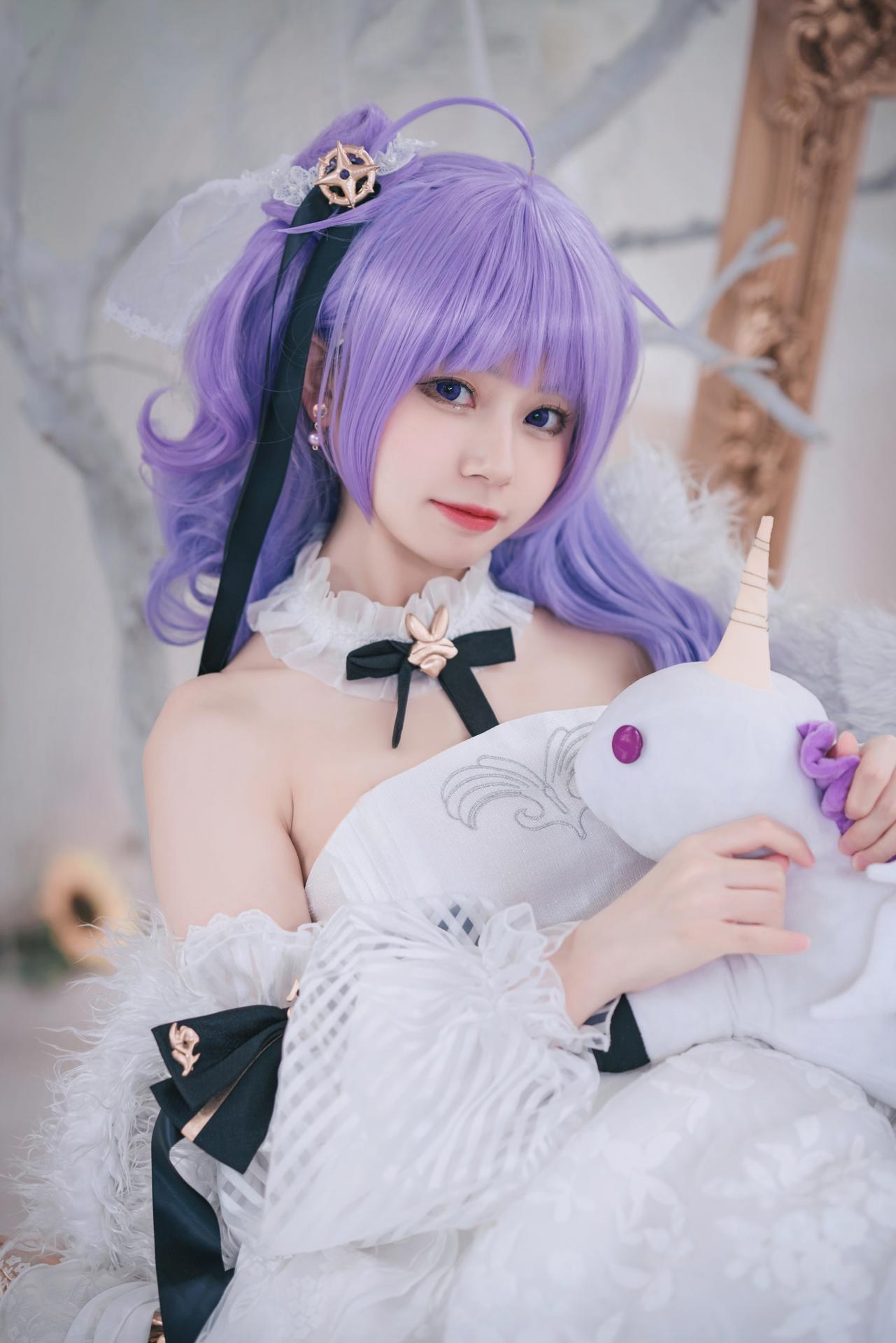 [cosplay] 猫大人 - 碧蓝航线 独角兽花嫁：紫发婚纱甜美还原 23P
