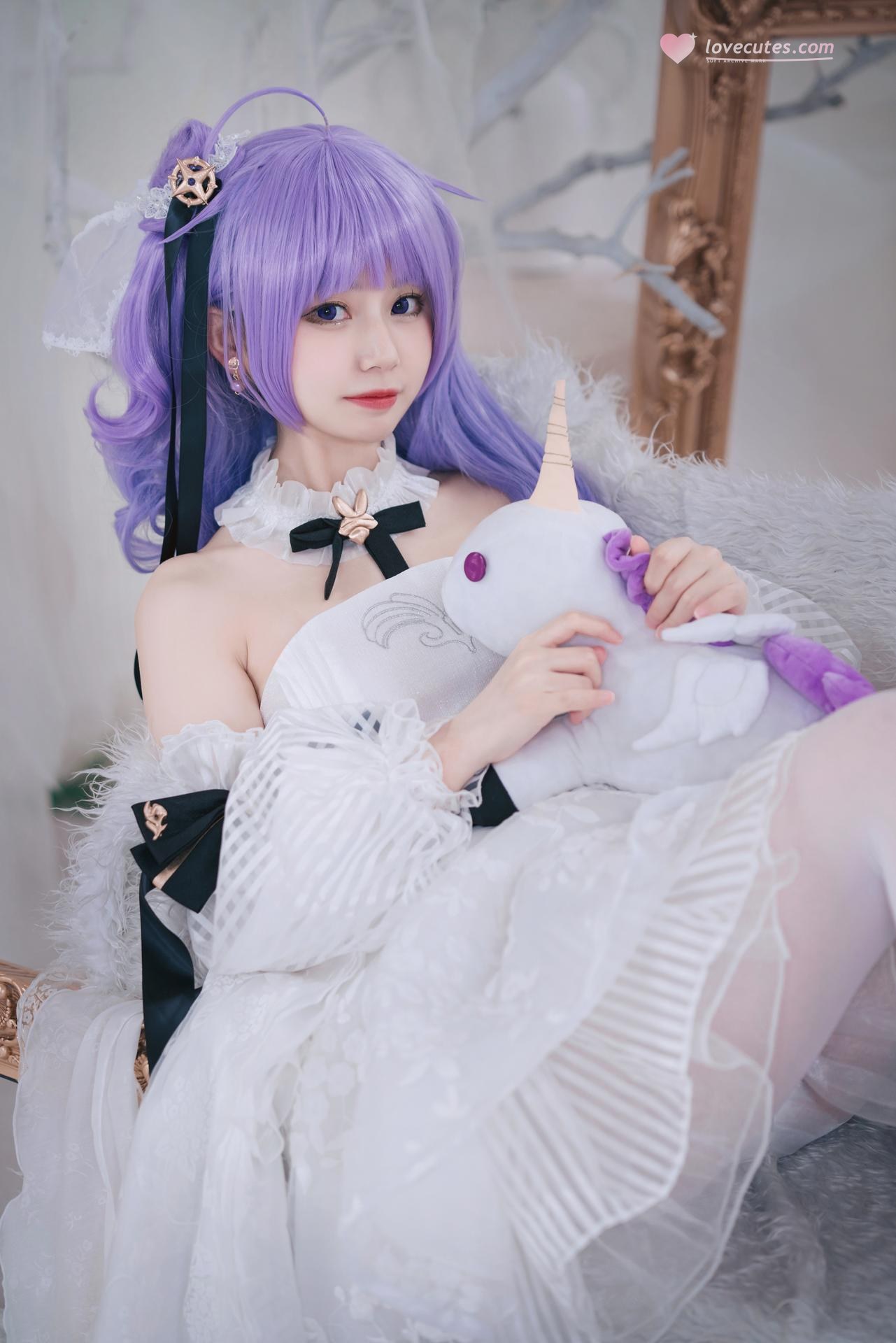 [cosplay] 猫大人 - 碧蓝航线 独角兽花嫁：紫发婚纱甜美还原 23P