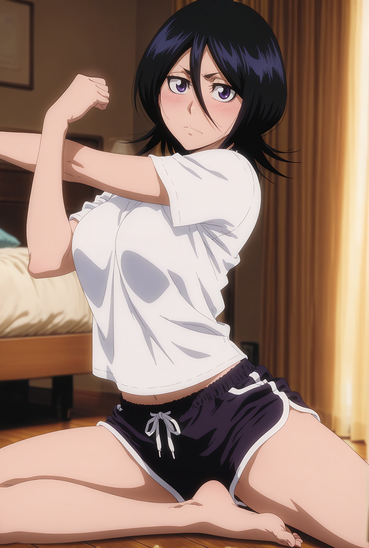 AI Generated Anime Girl - 死神 朽木露琪亚：黑丝比基尼露穴 24P