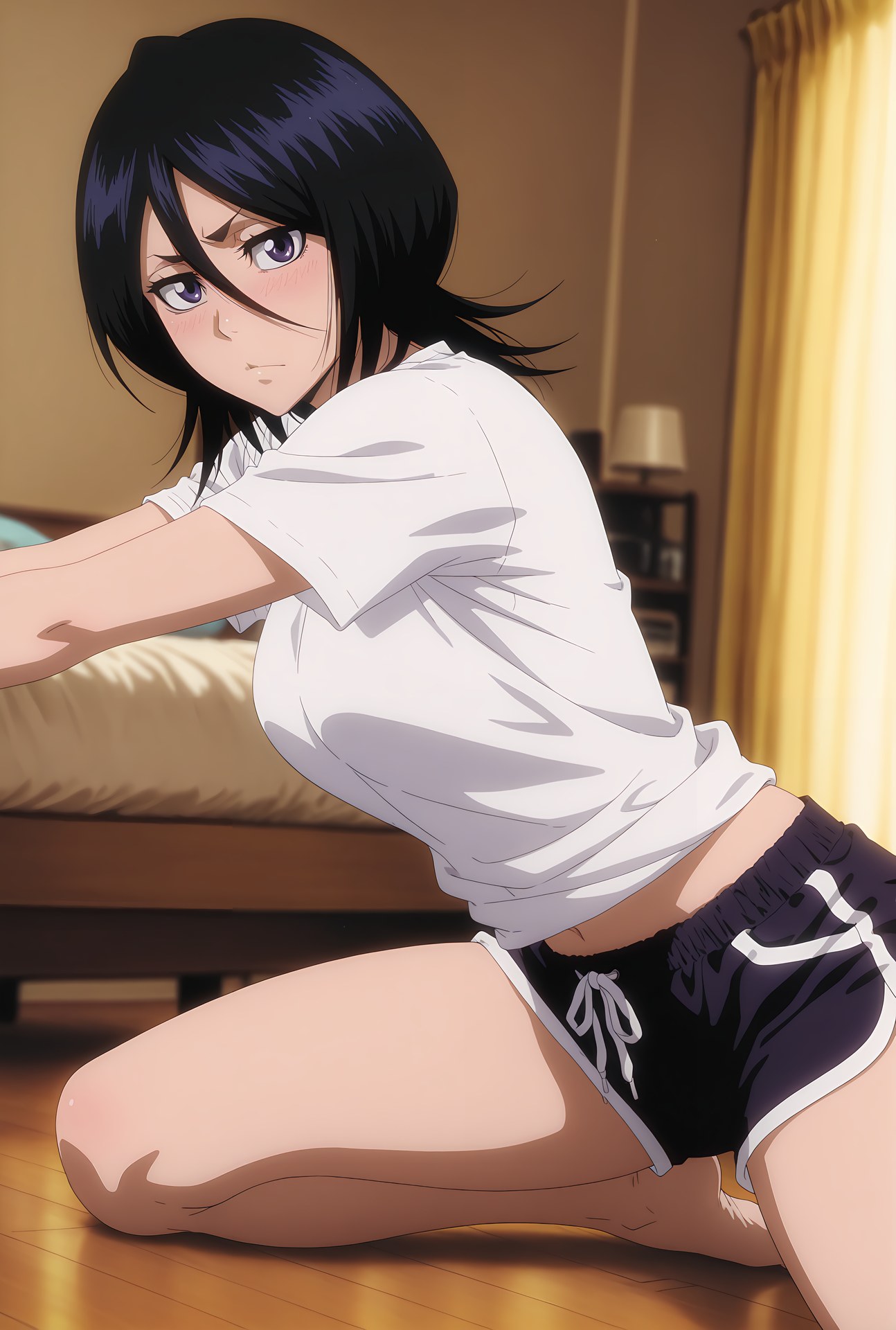 AI Generated Anime Girl - 死神 朽木露琪亚：黑丝比基尼露穴 24P