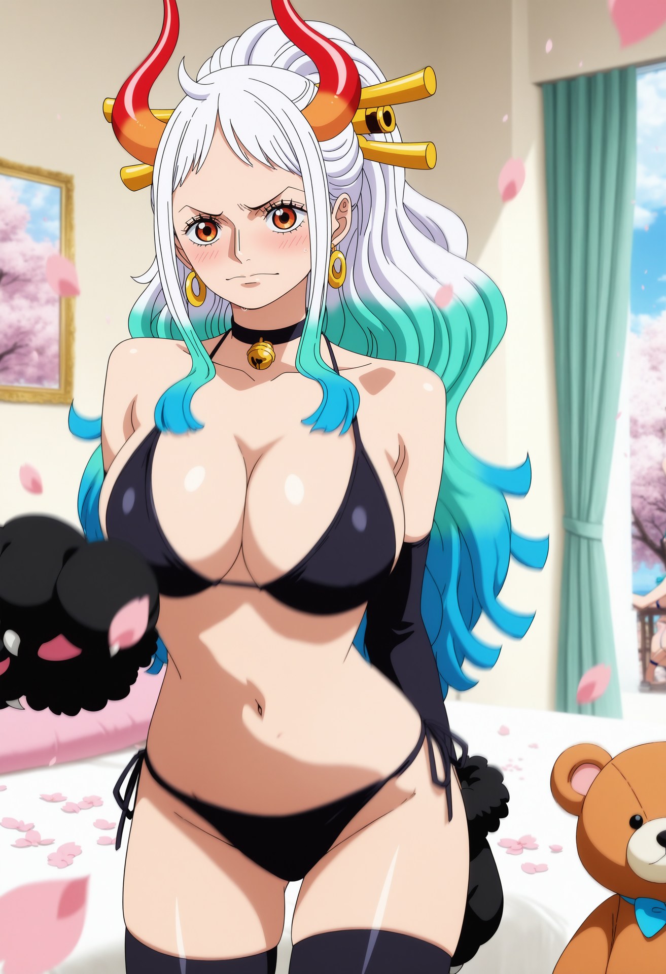 AI Generated Anime Girl - 海贼王 大和：泳装比基尼浴室露穴 95P