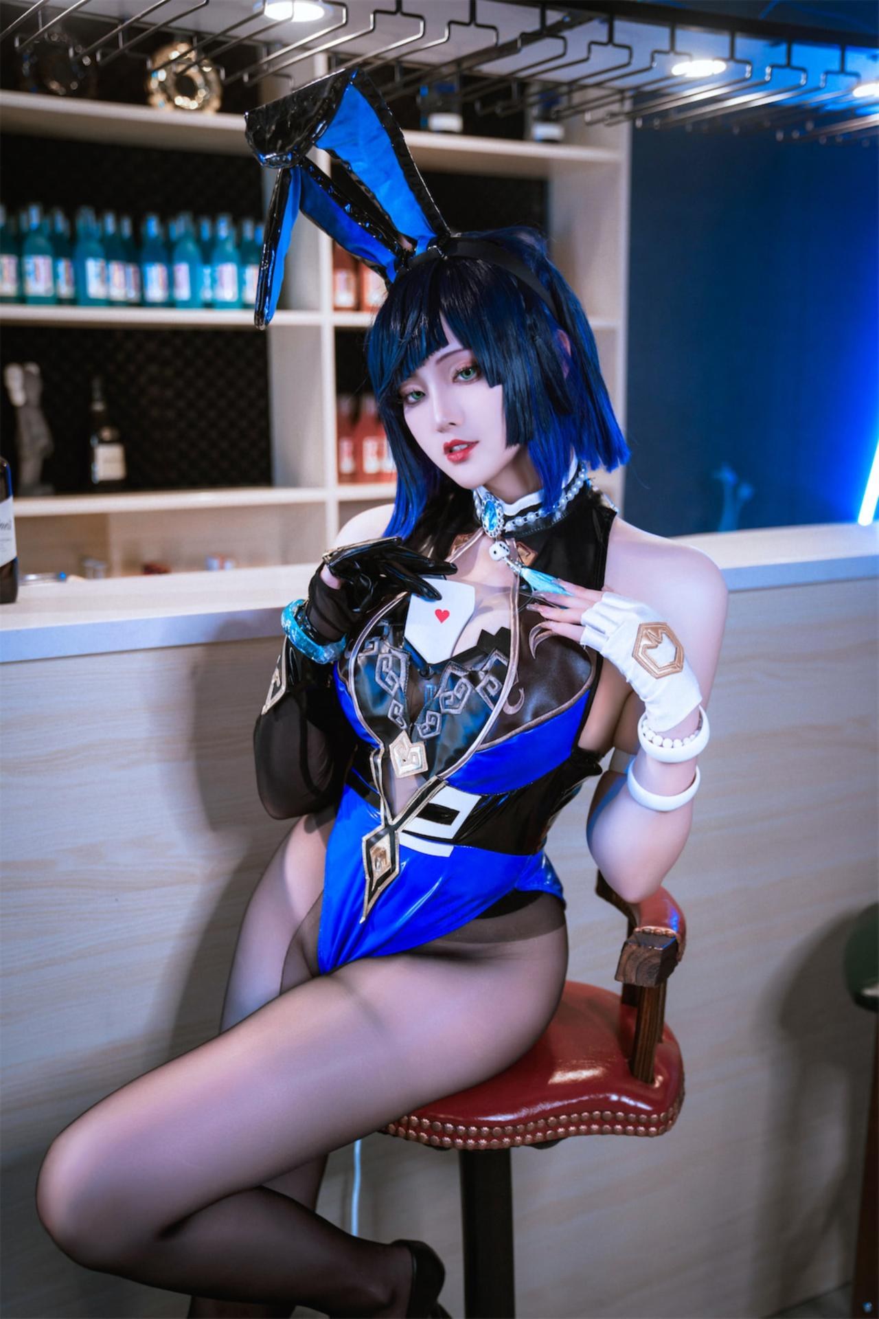 [cosplay] Natsuko夏夏子 - 원신 야란 토끼걸: 바 스타일 검은 스타킹 고슬릿 대범한 재현 74P1V