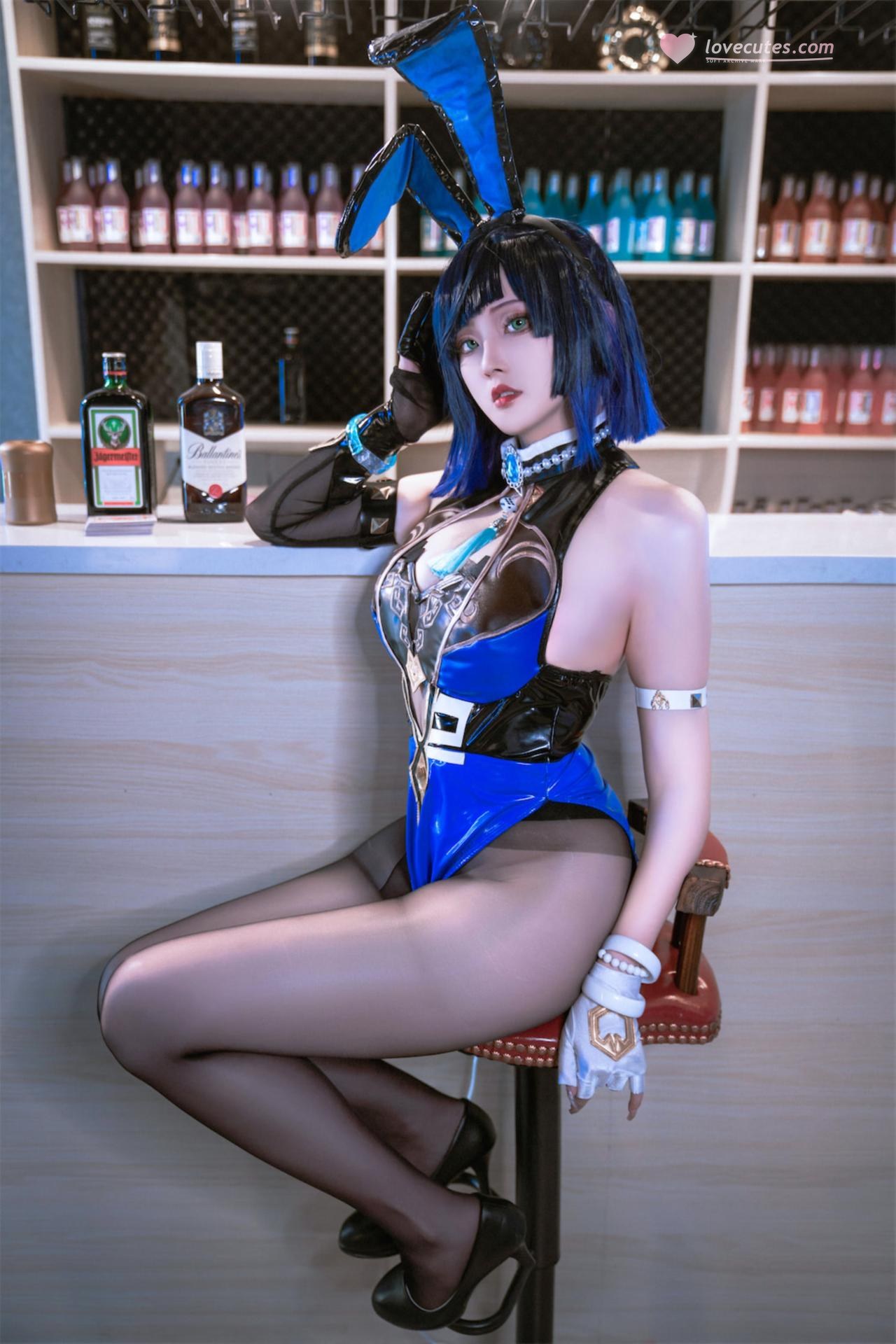 [cosplay] Natsuko夏夏子 - 원신 야란 토끼걸: 바 스타일 검은 스타킹 고슬릿 대범한 재현 74P1V