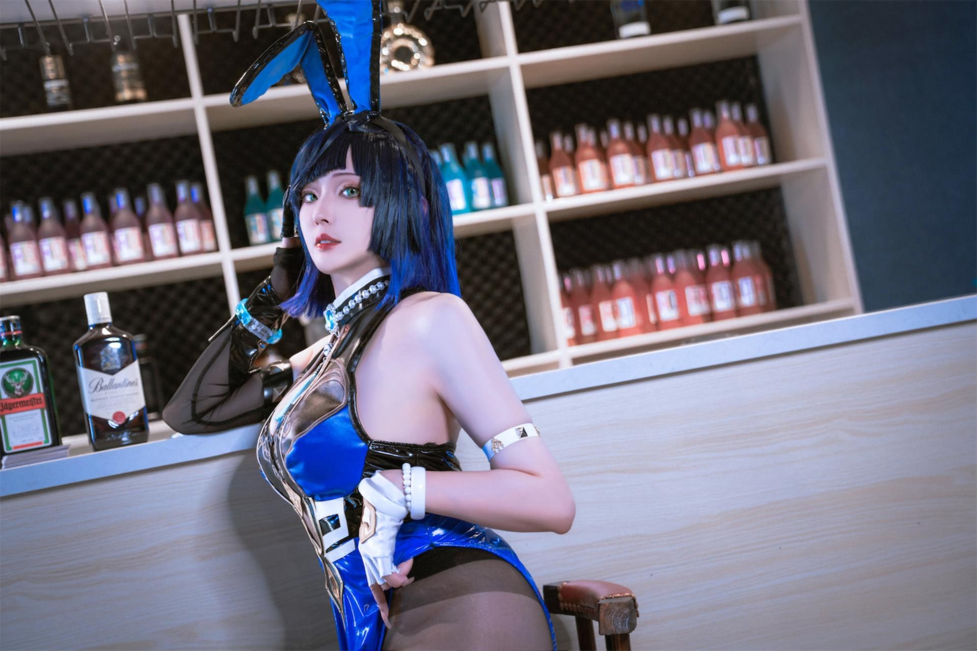 [cosplay] Natsuko夏夏子 - 원신 야란 토끼걸: 바 스타일 검은 스타킹 고슬릿 대범한 재현 74P1V