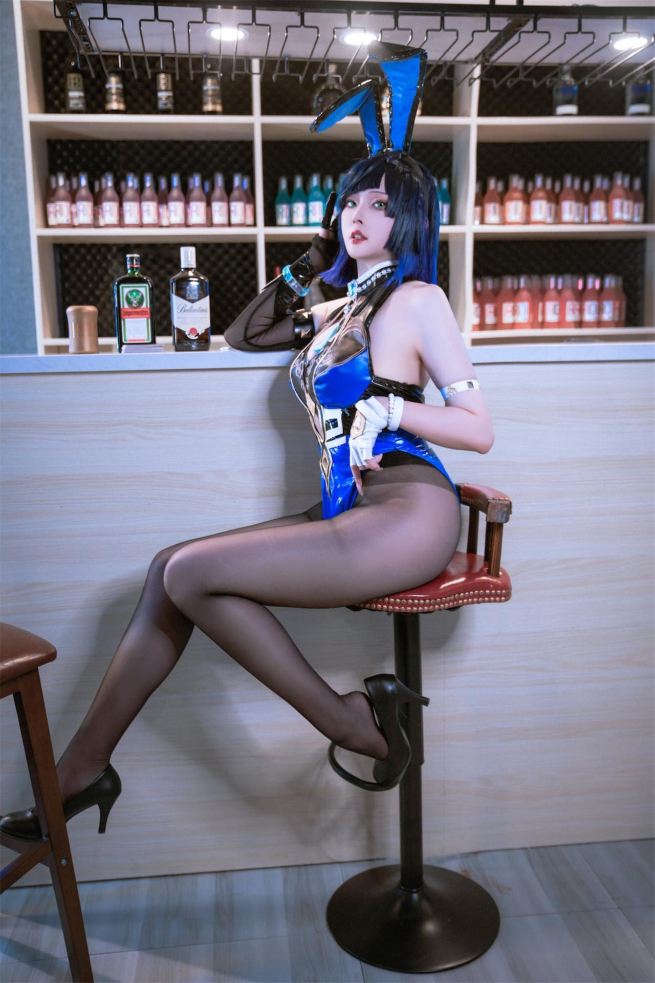[cosplay] Natsuko夏夏子 - 원신 야란 토끼걸: 바 스타일 검은 스타킹 고슬릿 대범한 재현 74P1V
