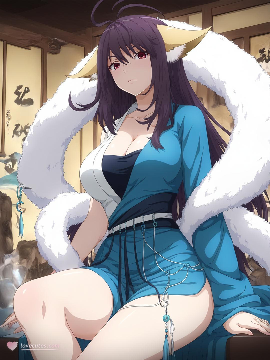 AI Generated Anime Girl - 涂山雅雅 Vol.1：黑丝床拍露穴 128P