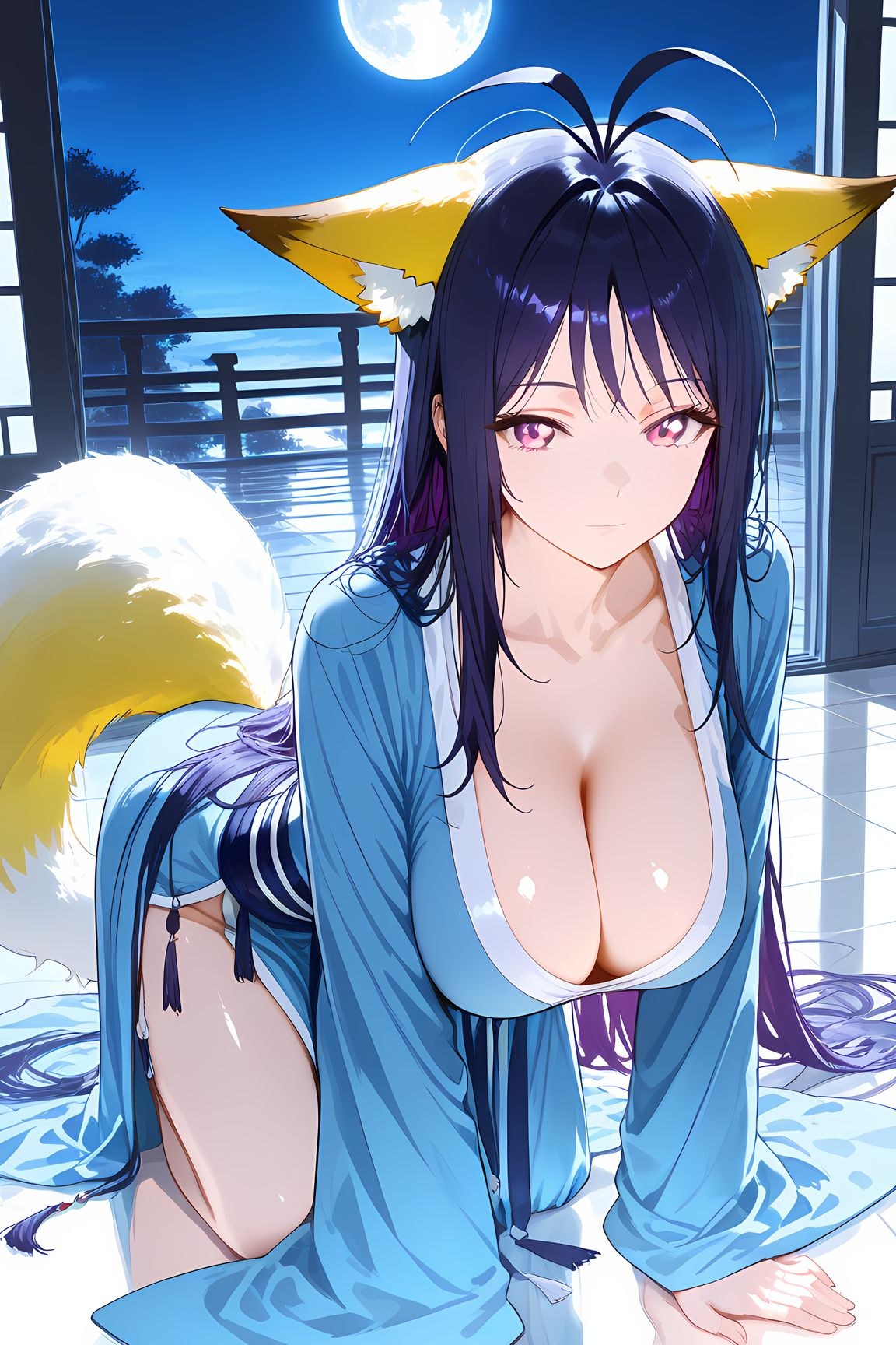 AI Generated Anime Girl - 涂山雅雅 Vol.2：黑发私房露穴 95P
