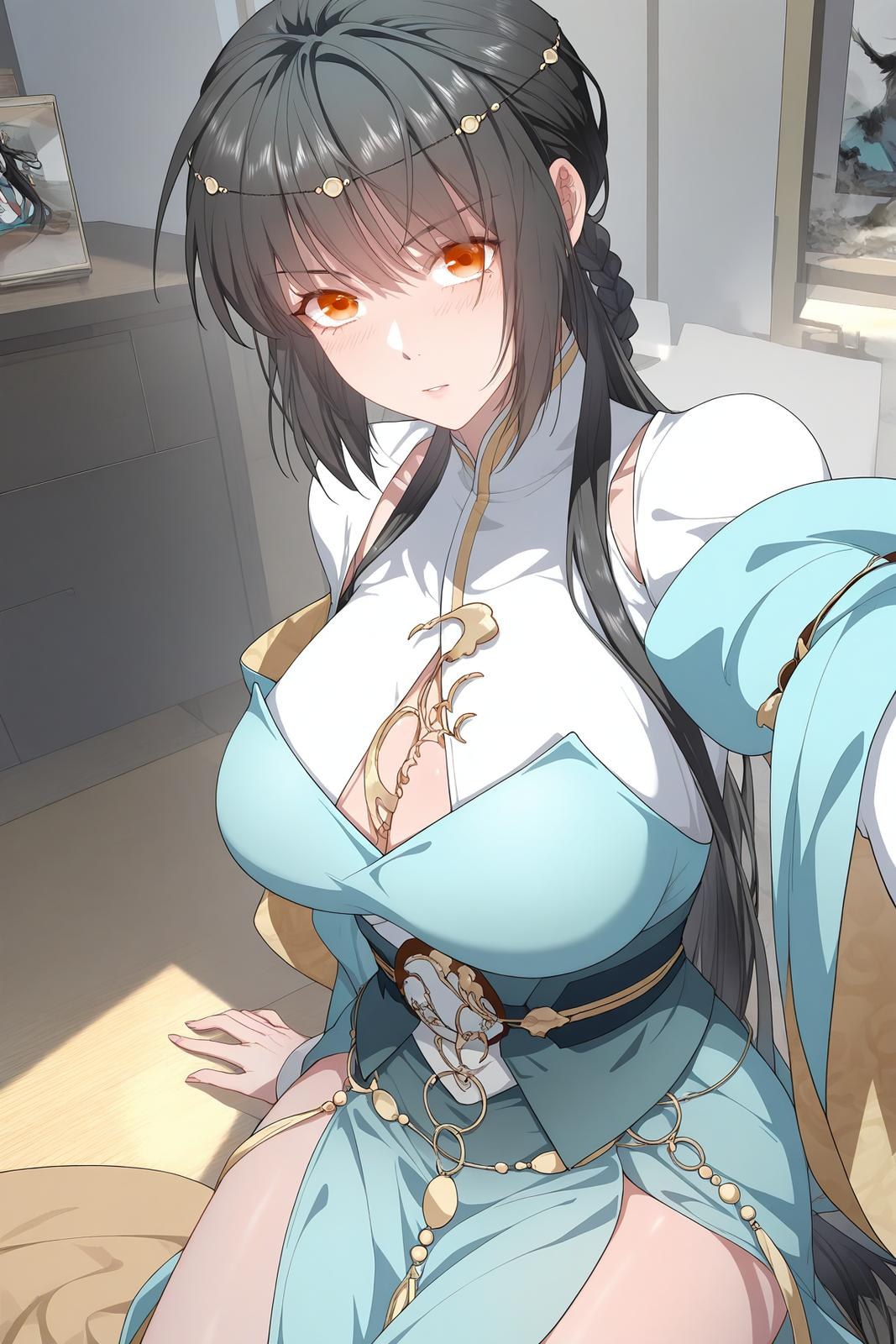 AI Generated Anime Girl - 秋无际：ถ่ายบนเตียงในชุดถุงน่องดำ โชว์จุดซ่อนเร้น 112P