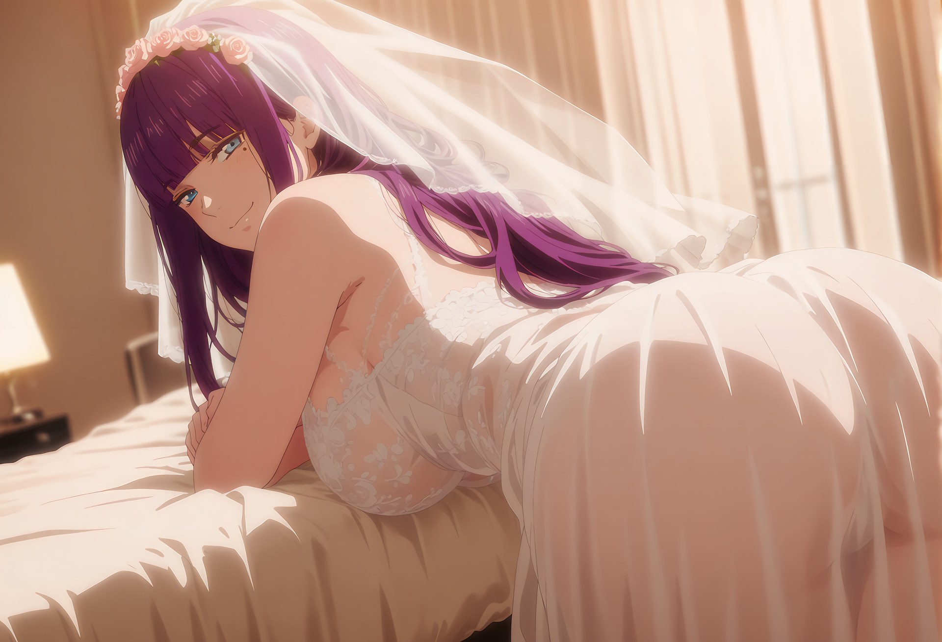 AI Generated Anime Girl - 终末的后宫 周防美来：黑丝浴室露穴 33P