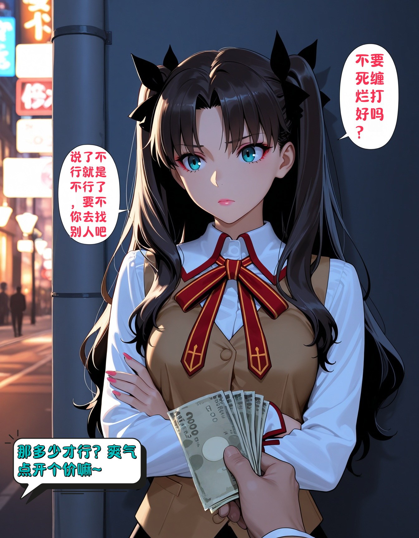 AI Generated Anime Girl - 远坂凛的来财日子：ชุดนักเรียนถ่ายบนเตียงเปิดรู 210P