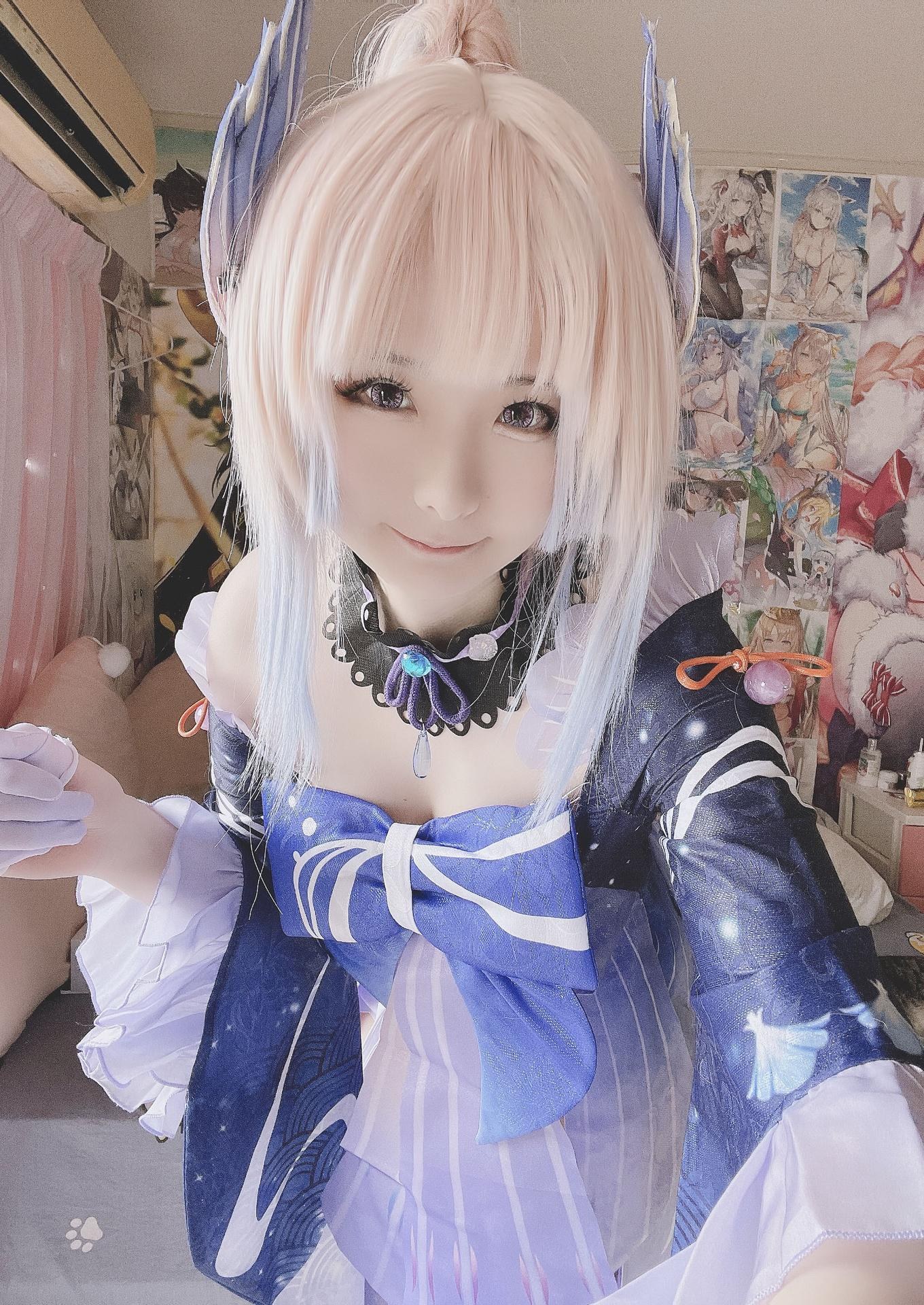 [cosplay] 习呆呆 - 珊瑚宫心海：白丝露点大尺度还原 19P1V