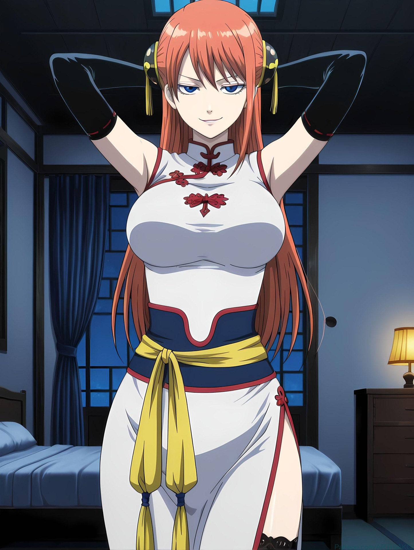 AI Generated Anime Girl - 银魂-神乐：黑丝床拍露穴 182P
