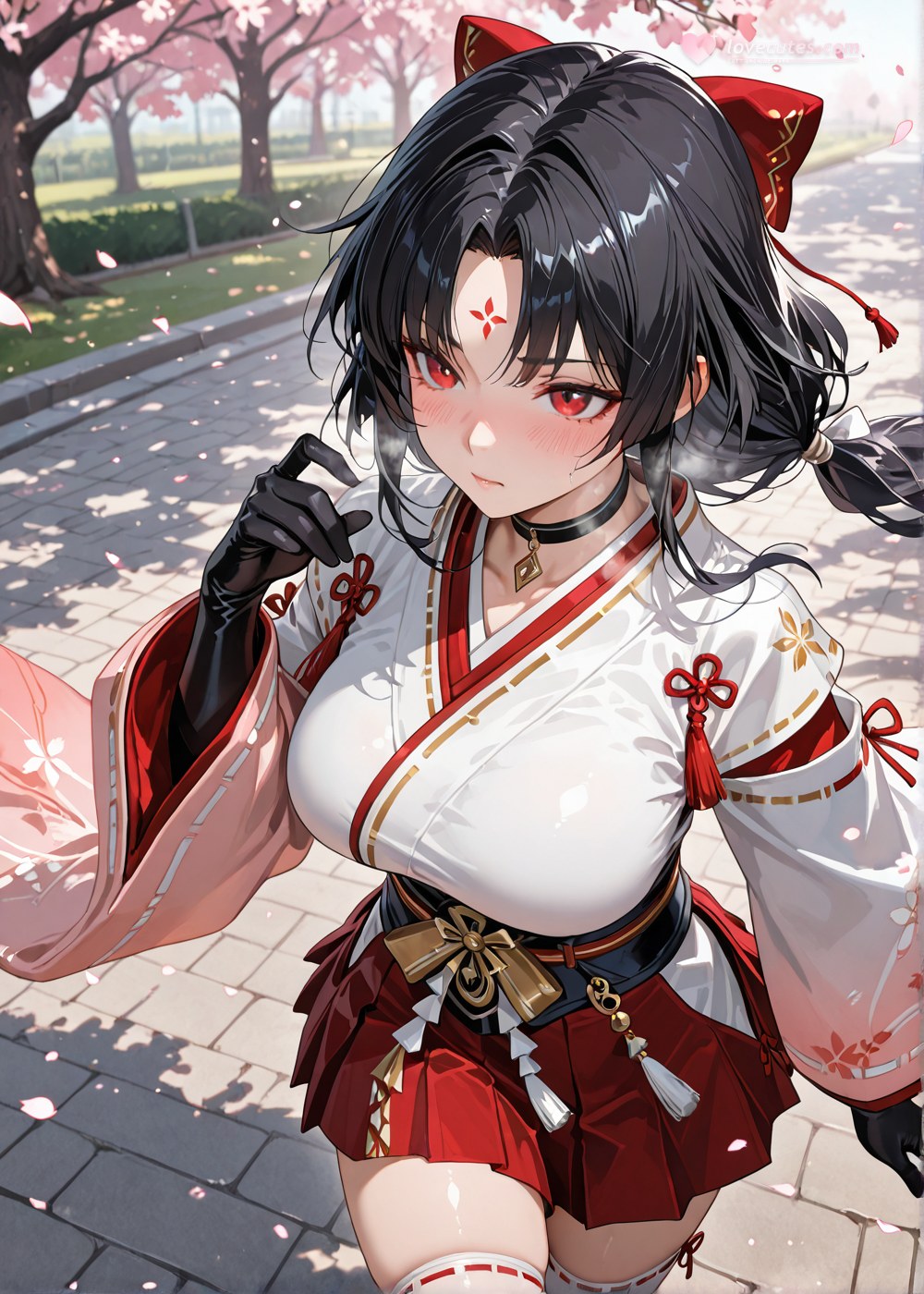 AI Generated Anime Girl - 阴阳师 妖刀姬：樱花巫女露穴 野外交合 460P