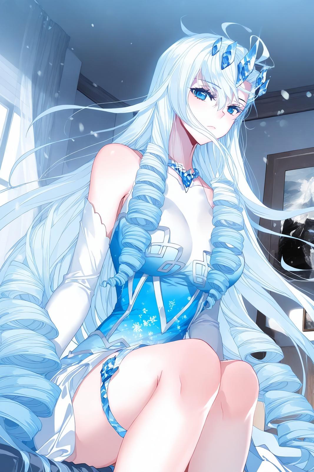 AI Generated Anime Girl - 雪帝：白丝床拍露穴 112P